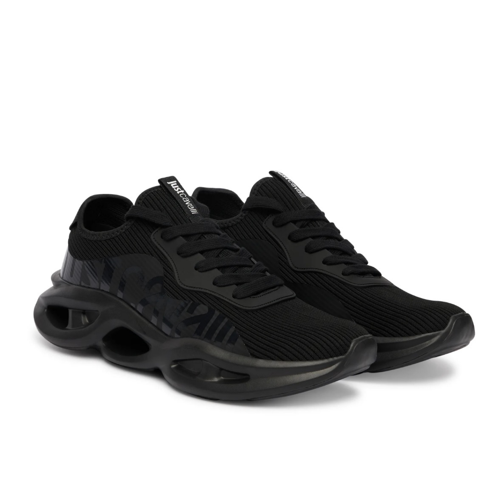Мъжки черни маратонки Just Cavalli Fondo Vannie 80QA3SV1 ZSE45 899 Men Sneakers Lateral View
