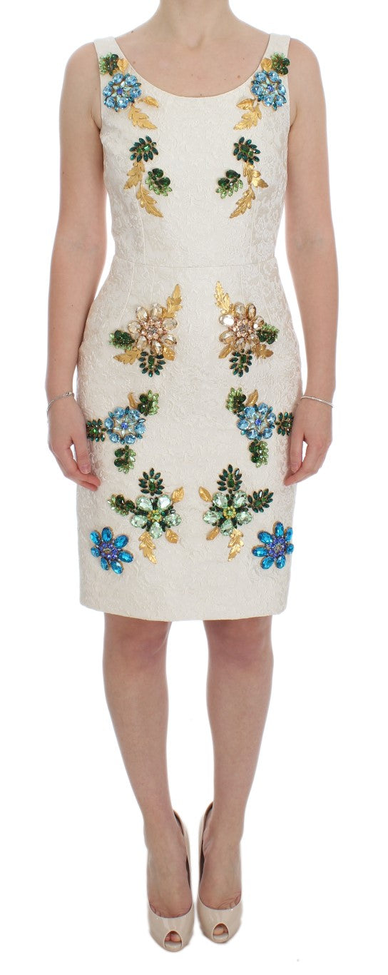 Елегантна рокля-калъф с брокат на цветя Dolce & Gabbana