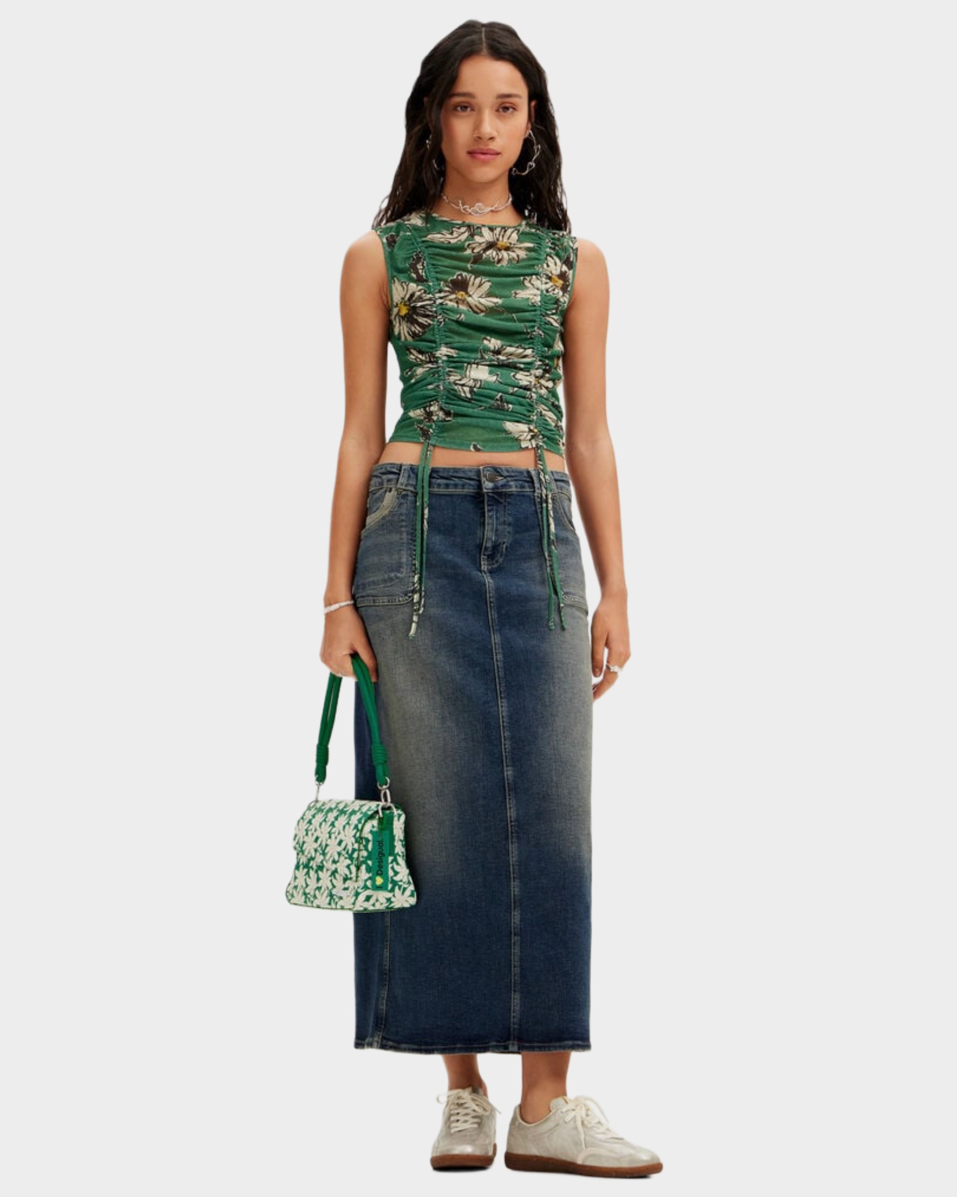 Дамска чанта за рамо с флорални мотиви Women’s S textured floral shoulder bag Desigual 24SAXP164014U Green