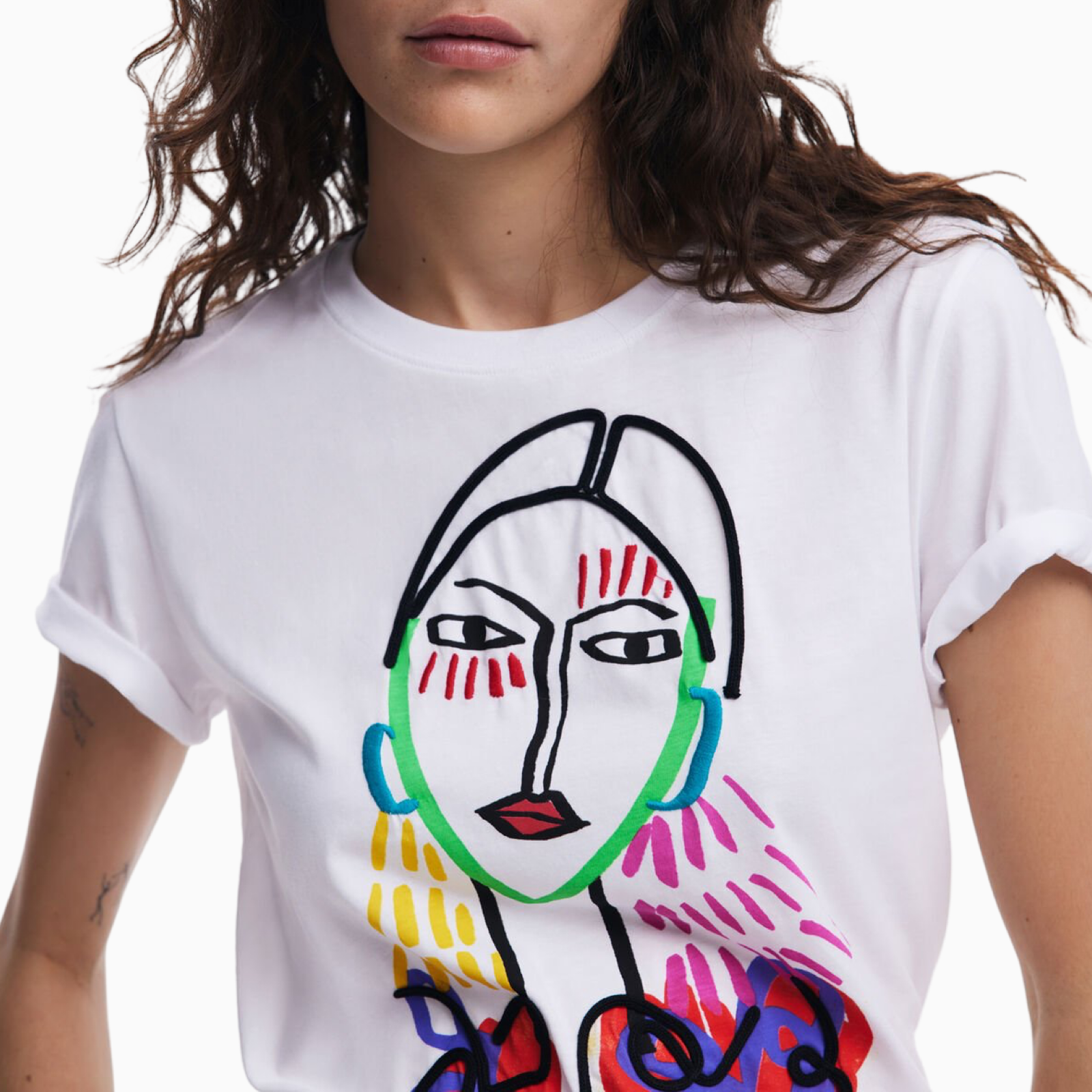 Дамска бяла тениска Desigual 25SWTKA9