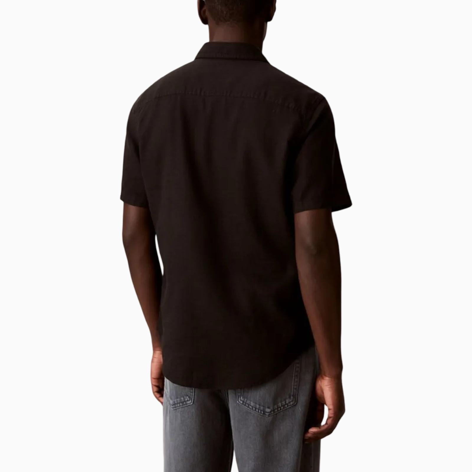 Мъжка черна ленена риза Calvin Klein Jeans Men Linen Shirt LV04RF120G UB1 Back View