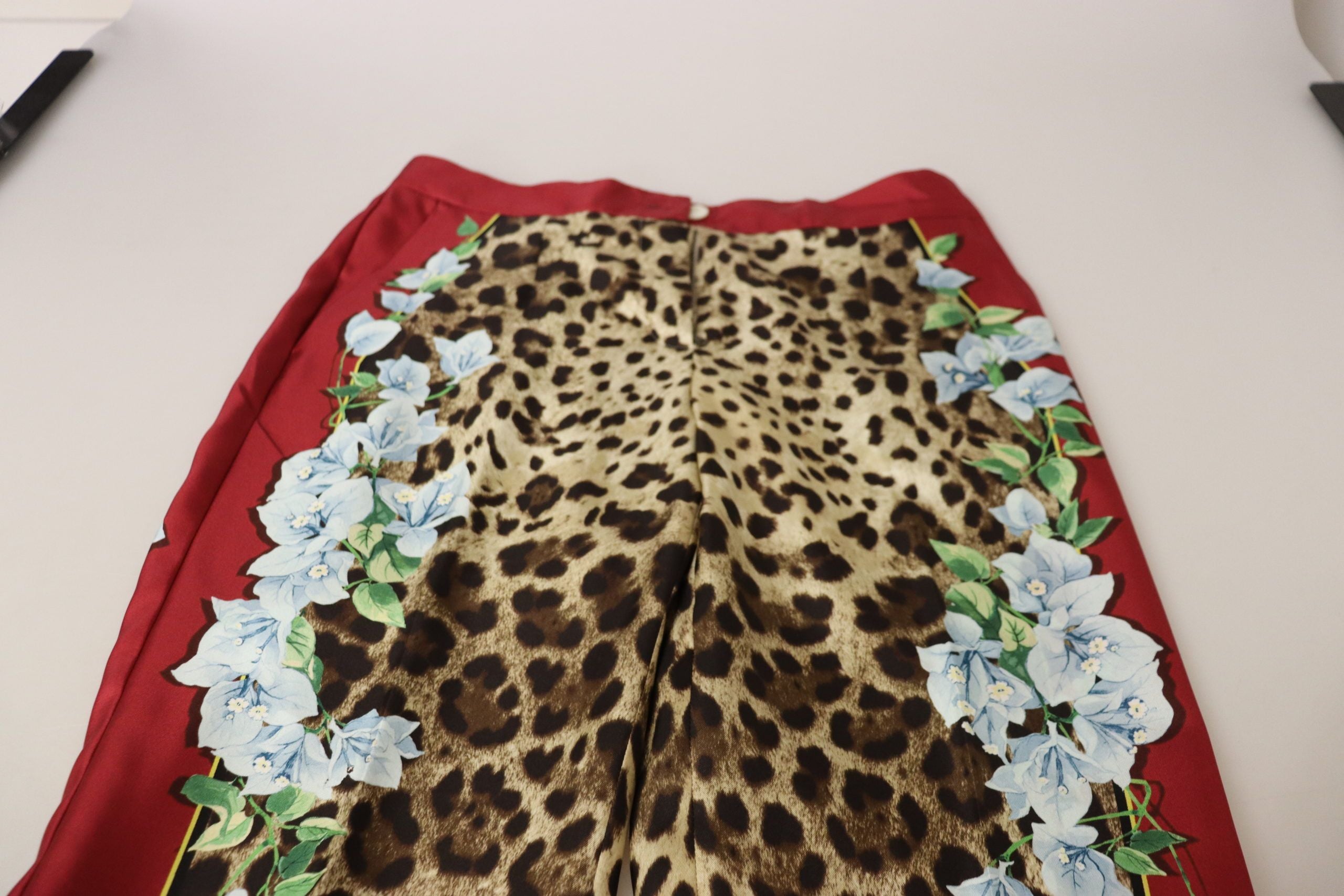 Dolce & Gabbana Елегантни многоцветни копринени панталони с висока талия