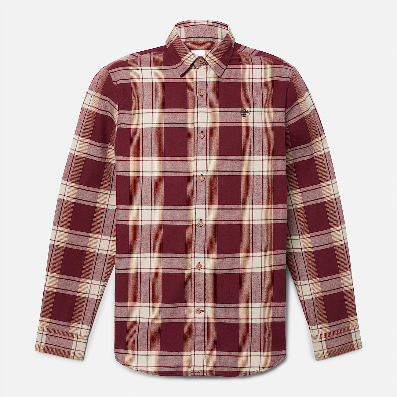 Мъжка памучна риза Men’s Herringbone Flannel Check Shirt Timberland TB0A42Y1EYS Burgundy front view