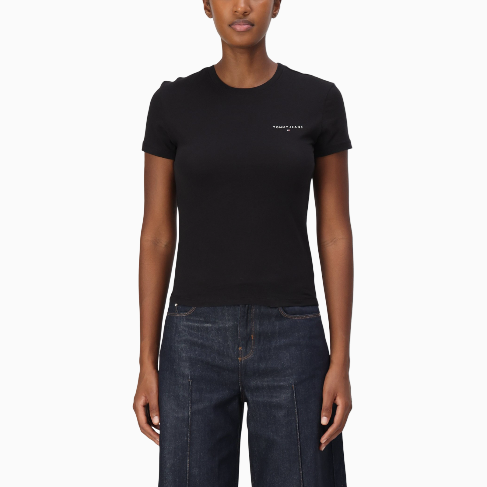 Дамска черна тениска Tommy Hilfiger Jeans DW0DW21164 Front View