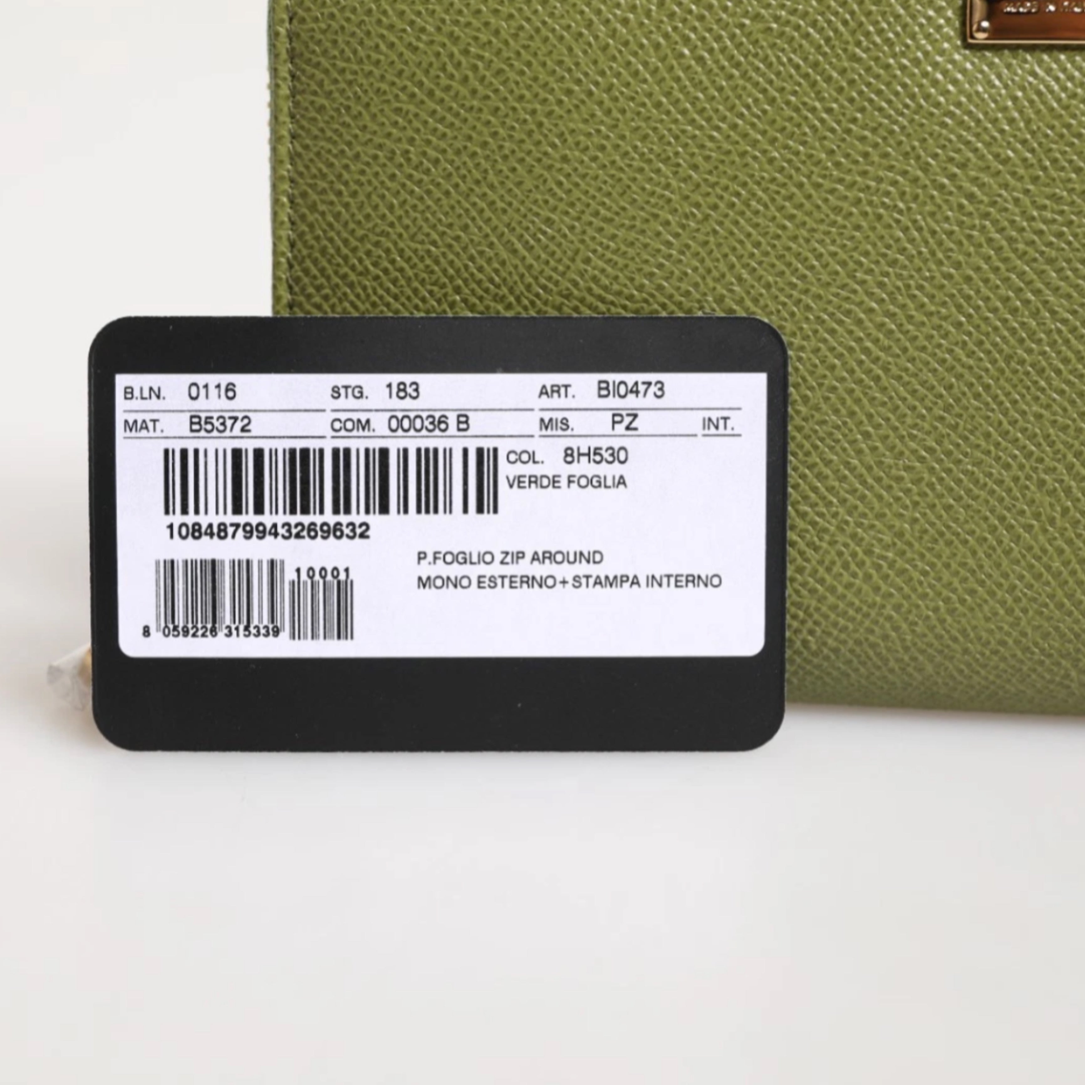 Dolce & Gabbana Green Leather Logo Plaque Zip Around Continenta Wallet