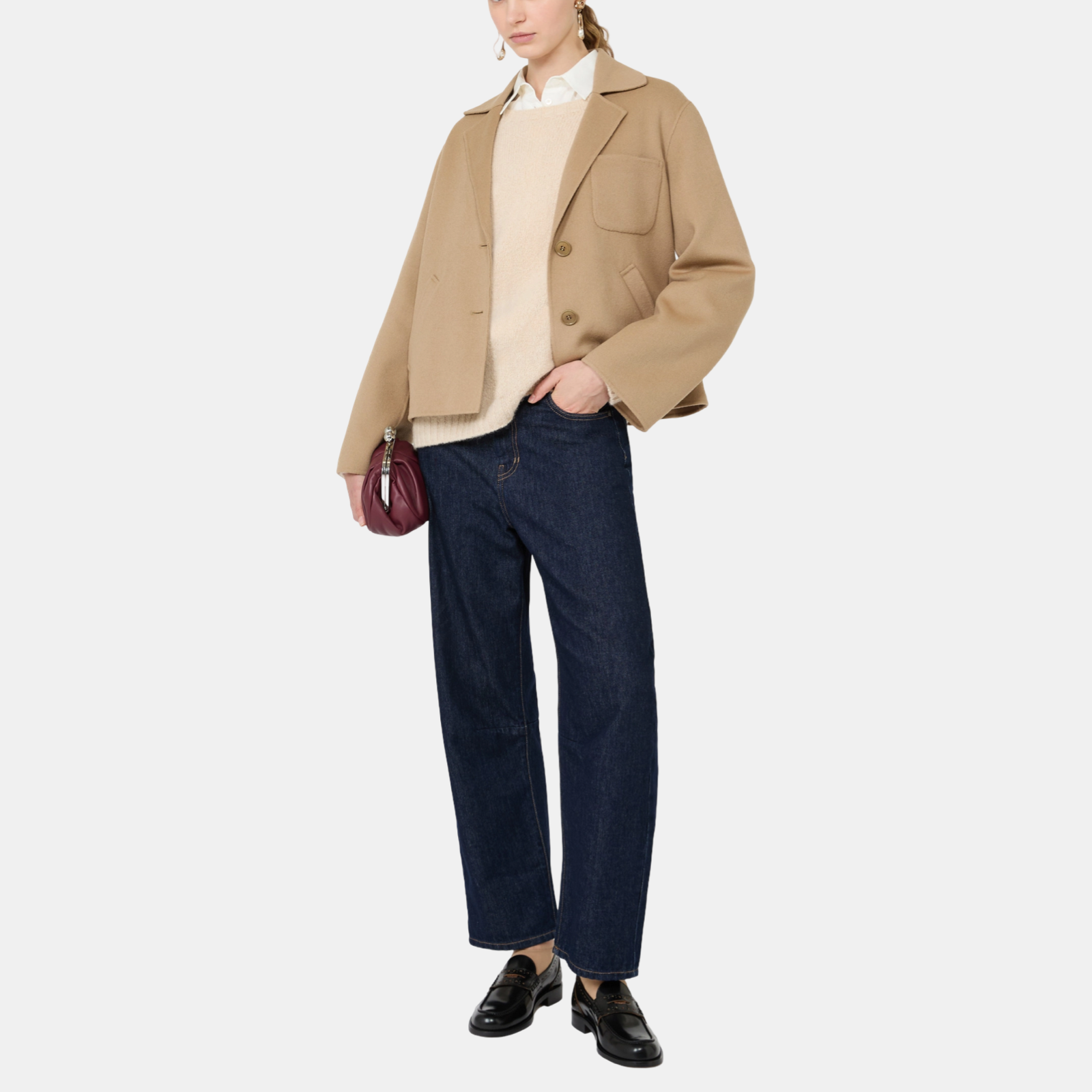 Max Mara Double Cropped Jacket WE5046026106063 CAMEL Front View