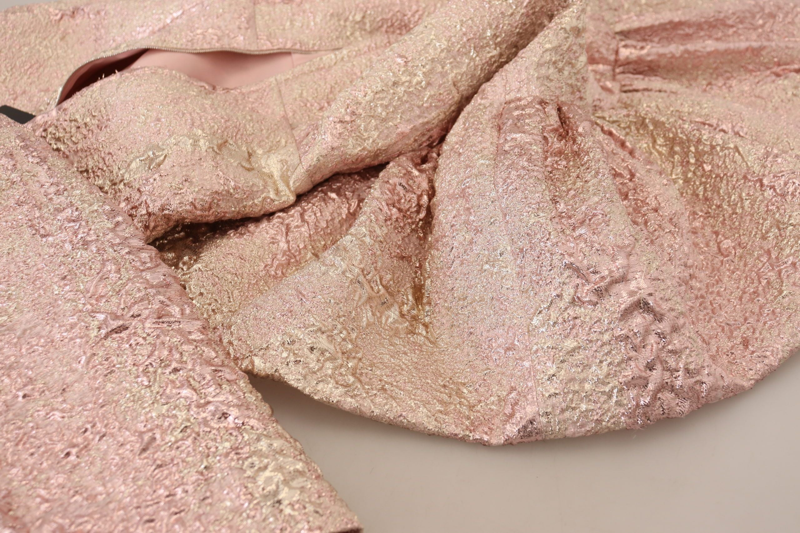 Dolce & Gabbana Елегантна розова жакардова миди рокля-калъф