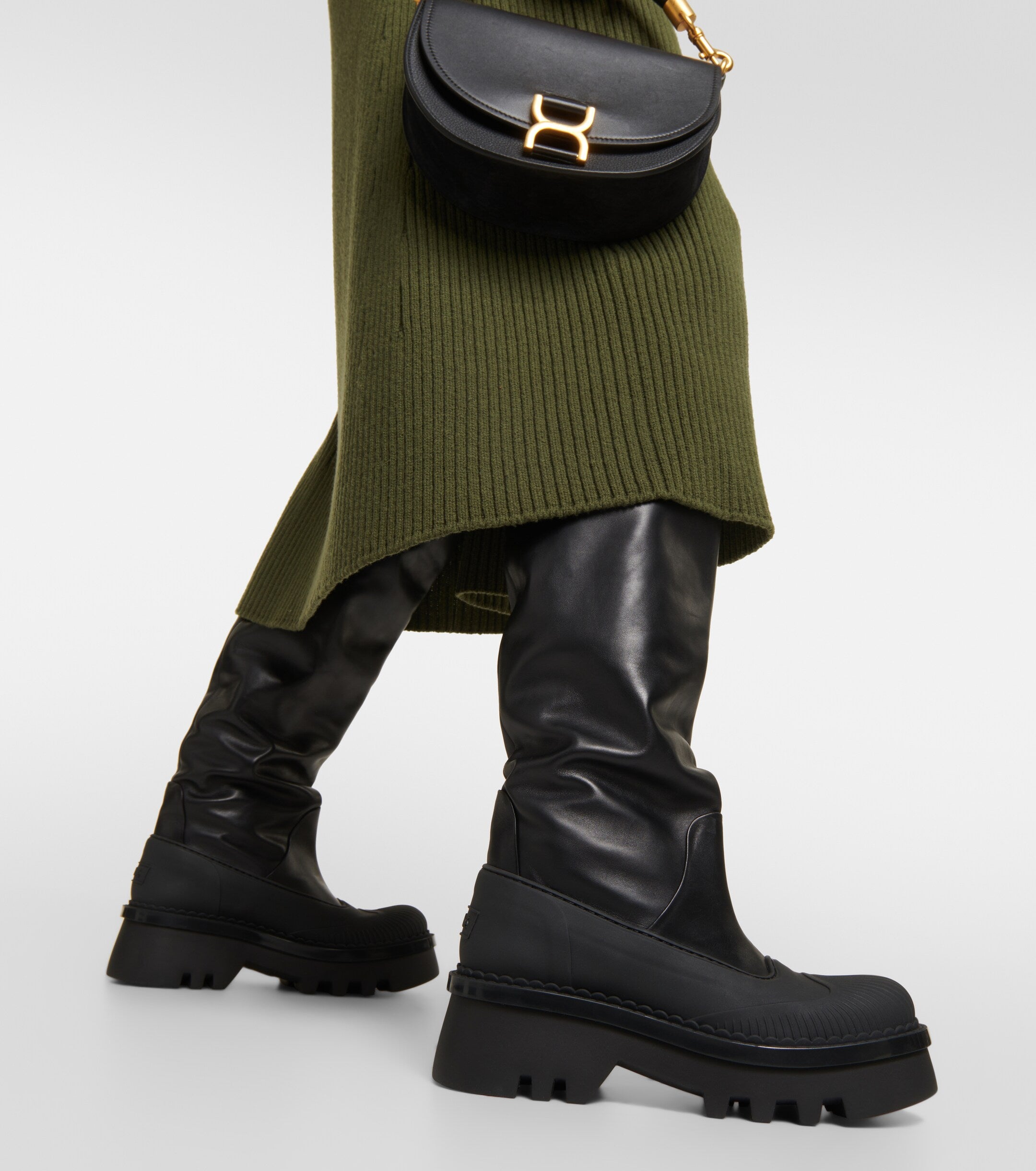 Дамски високи ботуши чизми Women’s over knee boots Chloé Raina Black lifestyle view