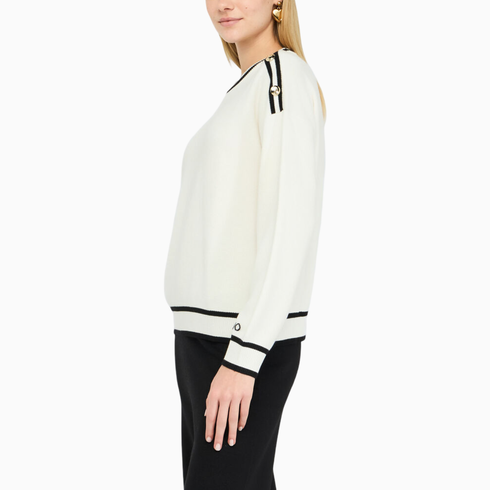 Дамски бял пуловер Liu Jo Women Sweater TF5230 MS59L Side View