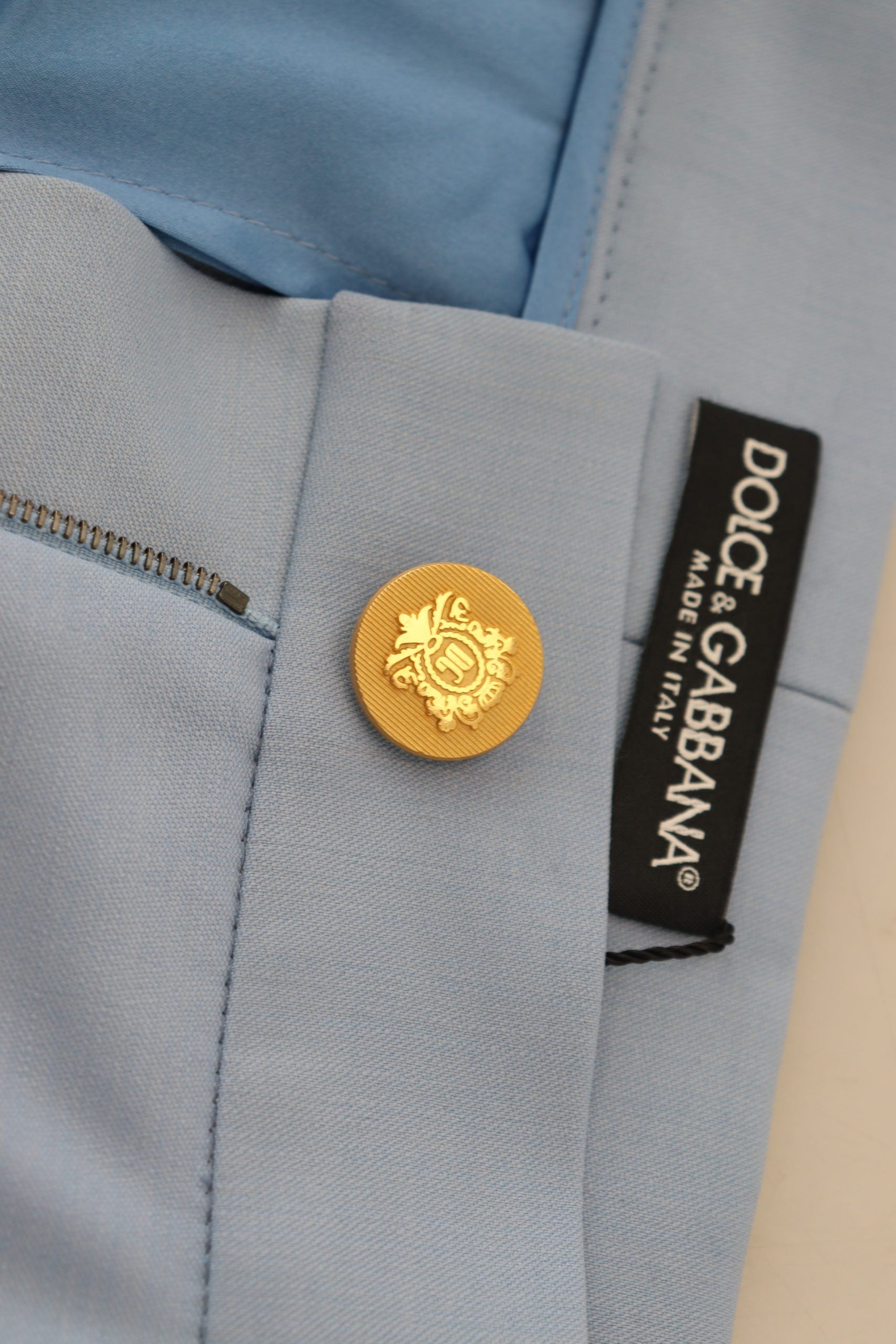 Dolce & Gabbana Елегантни светлосини панталони от смес от вълна и коприна