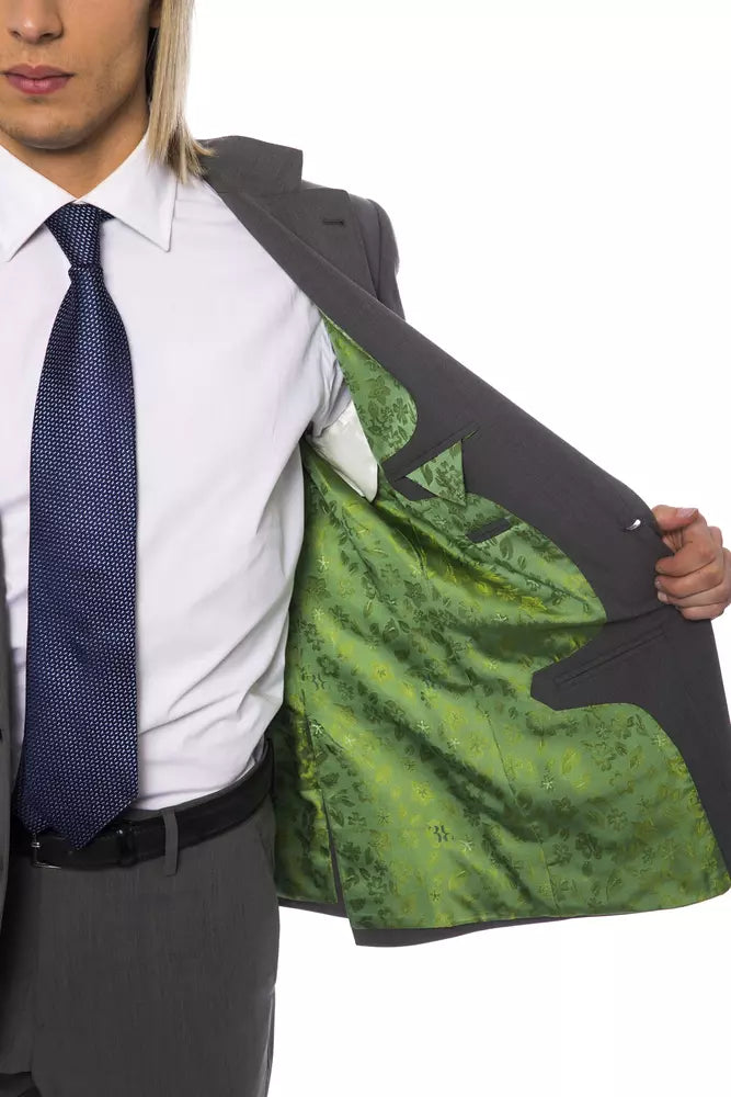 Сив вълнен мъжки костюм Billionaire Italian Couture