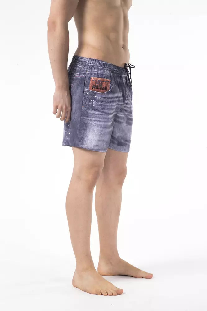 Мъжки бански шорти от син полиестер Just Cavalli