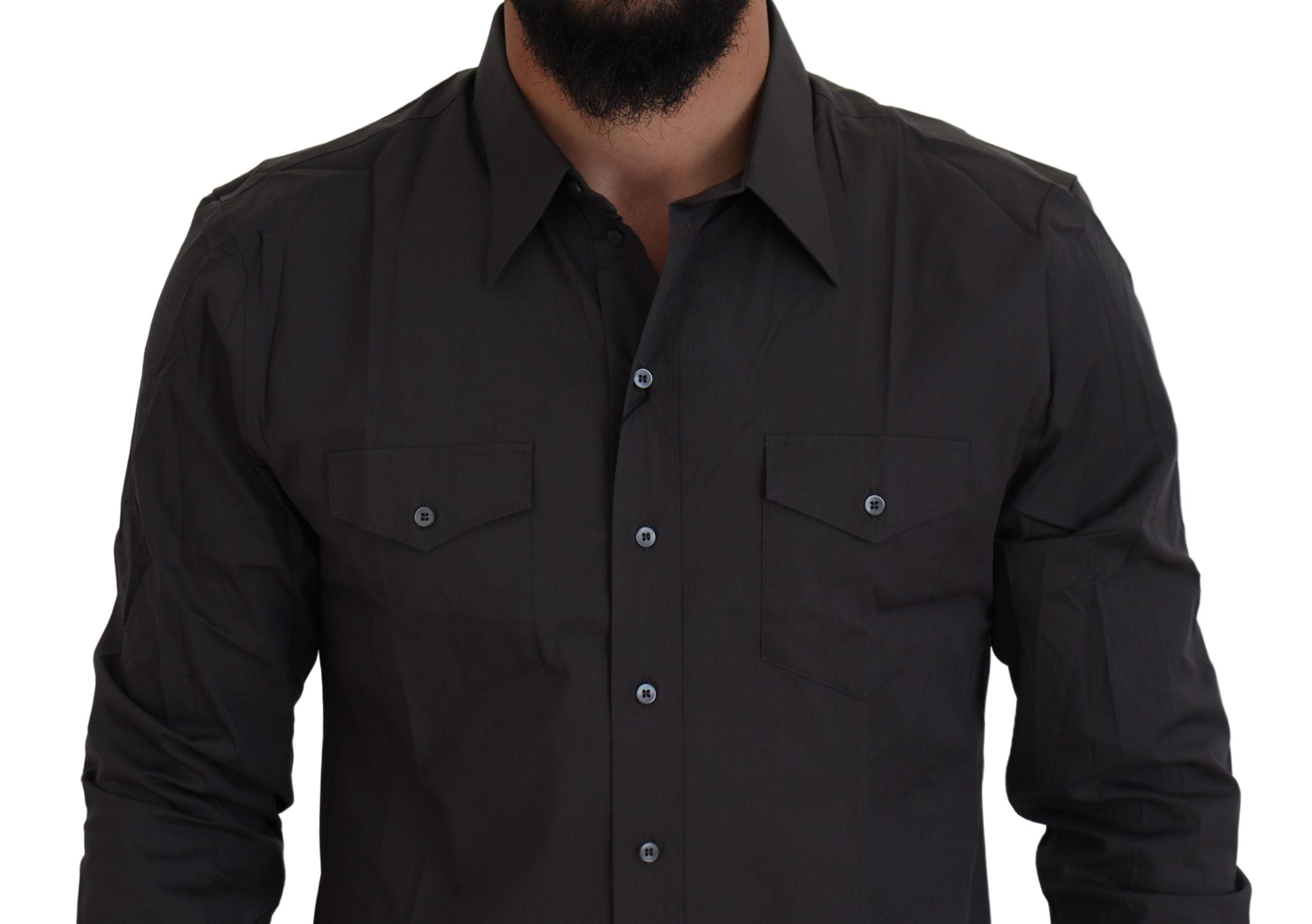 Dolce & Gabbana Елегантна сива прилепнала риза Sicilia