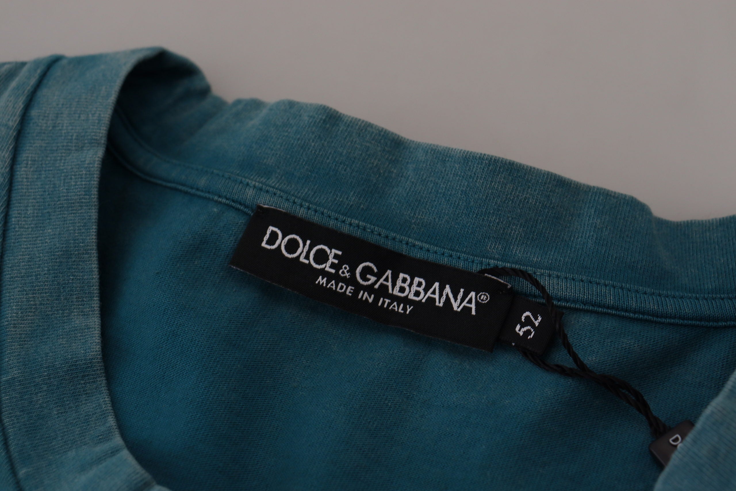 Елегантна памучна тениска с кръгло деколте Dolce & Gabbana в синьо