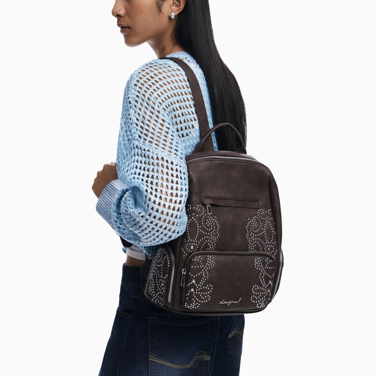 Дамска кафява чанта Desigual Women Rucksack 25WAKP22 6009 Model View