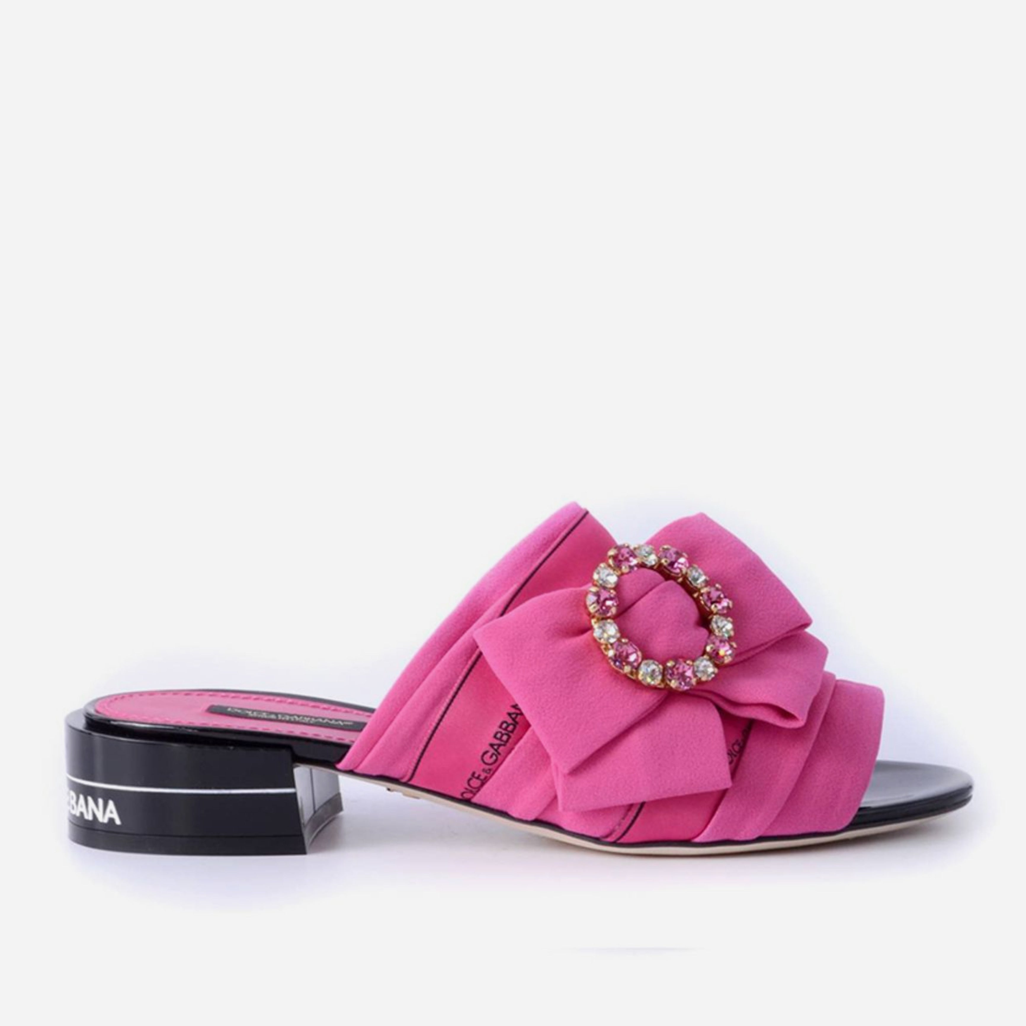 Дамски луксозни чехли с кристали в розово DOLCE & GABBANA Women’s Luxury Pink Black Crystal Slippers