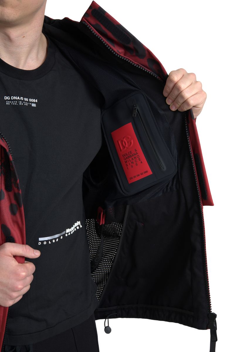 Яке с качулка Dolce & Gabbana Radiant Red Leopard Print