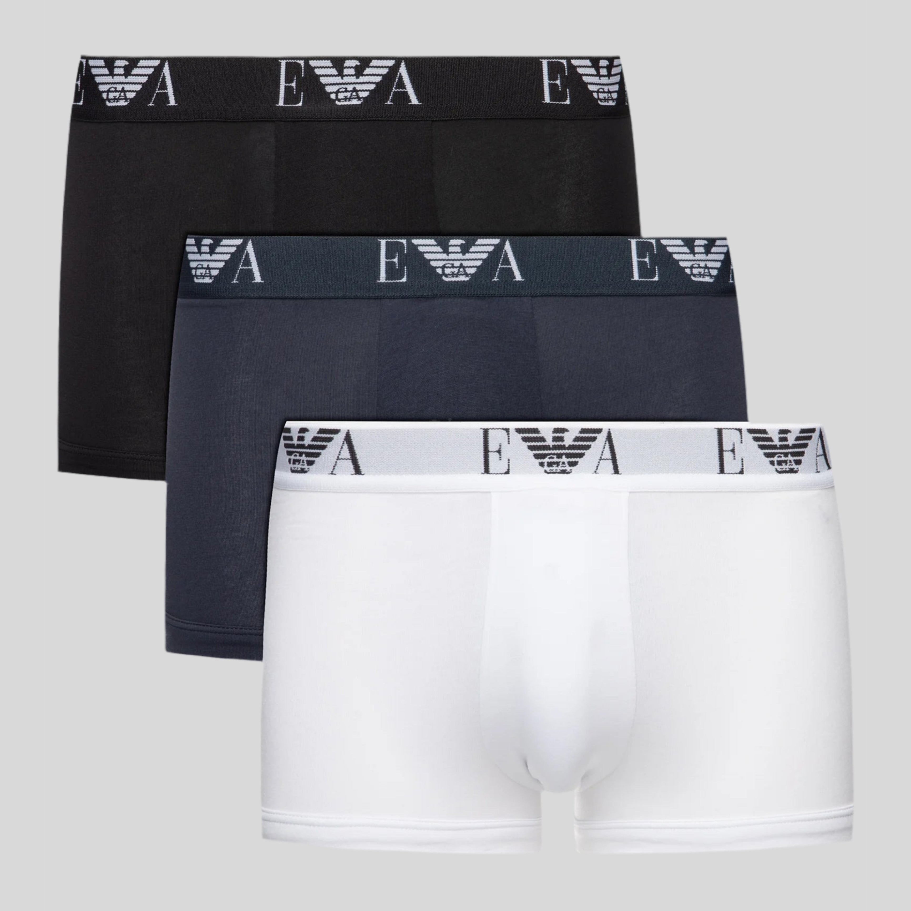 Мъжки боксерки 3 броя в кутия Emporio Armani 111357 CC715 56110 черно ; тъмно синьо ; бяло