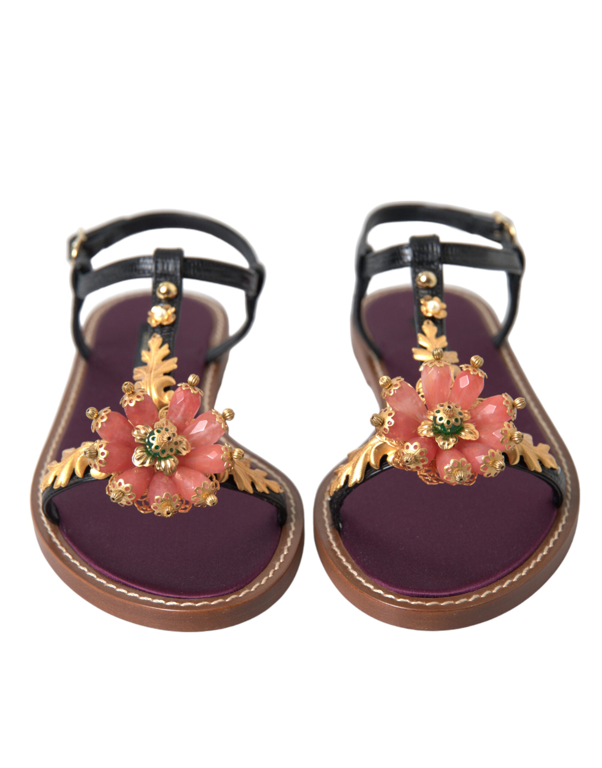 Dolce & Gabbana Елегантни равни сандали, украсени с кристали