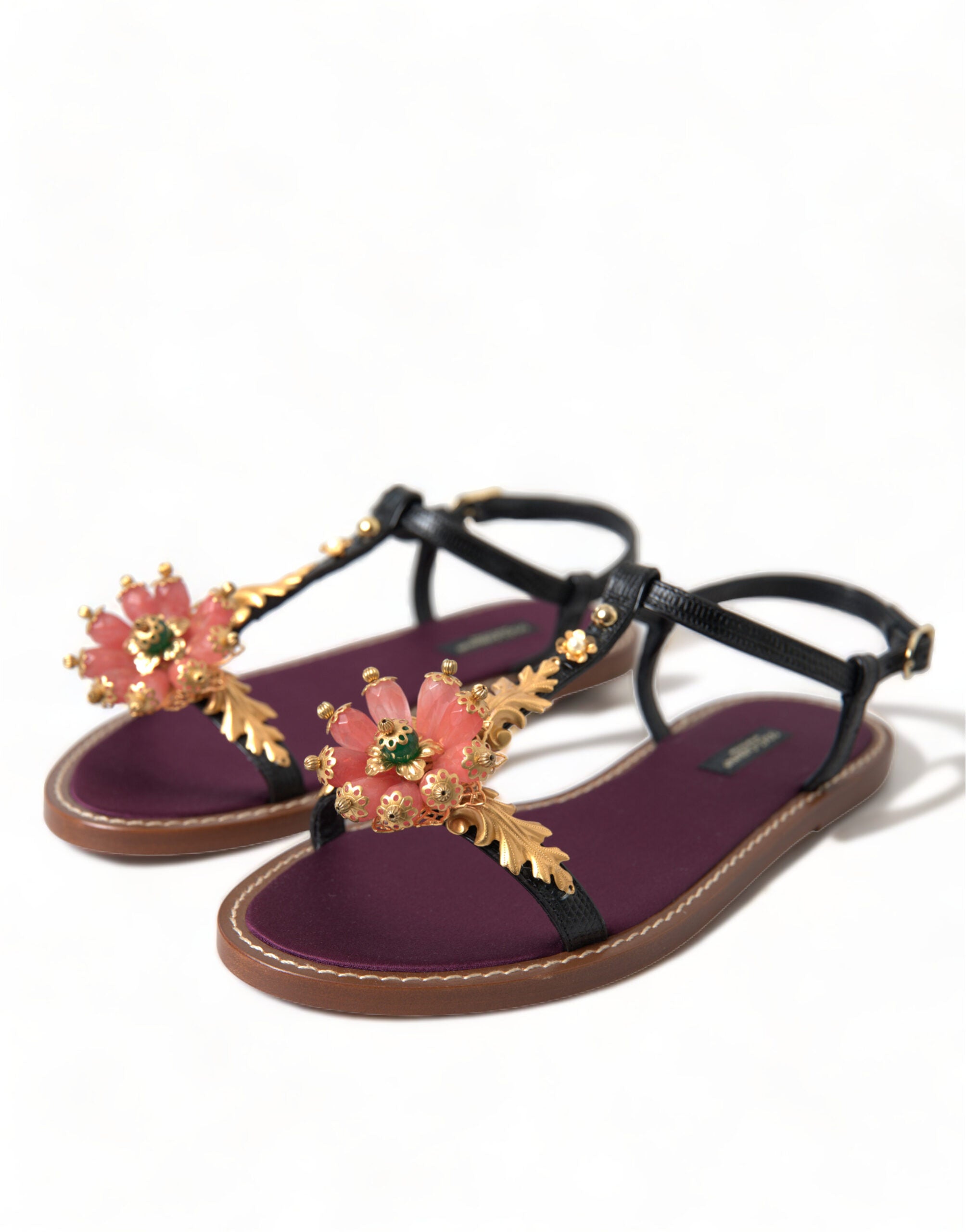 Dolce & Gabbana Елегантни равни сандали, украсени с кристали