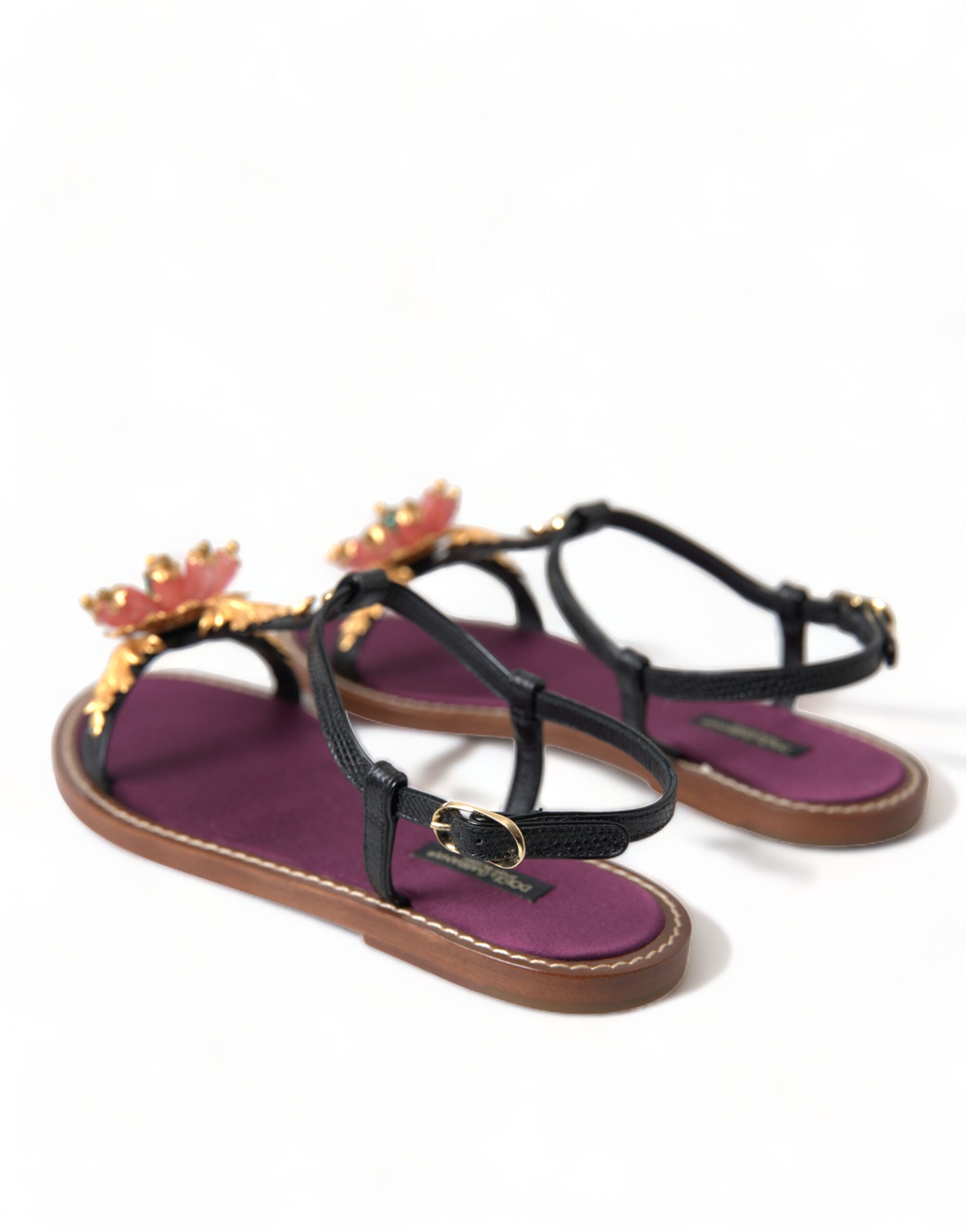 Dolce & Gabbana Елегантни равни сандали, украсени с кристали