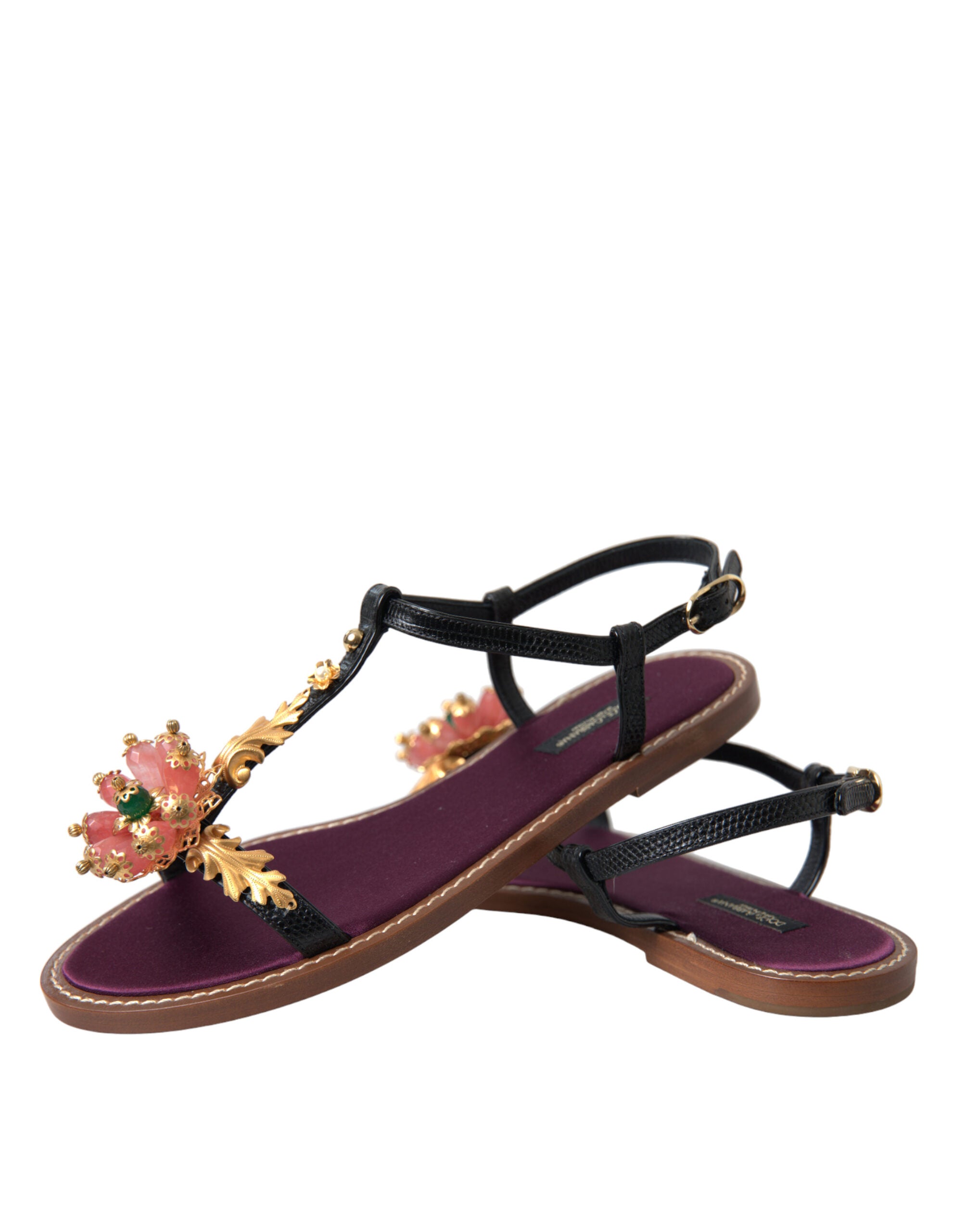 Dolce & Gabbana Елегантни равни сандали, украсени с кристали