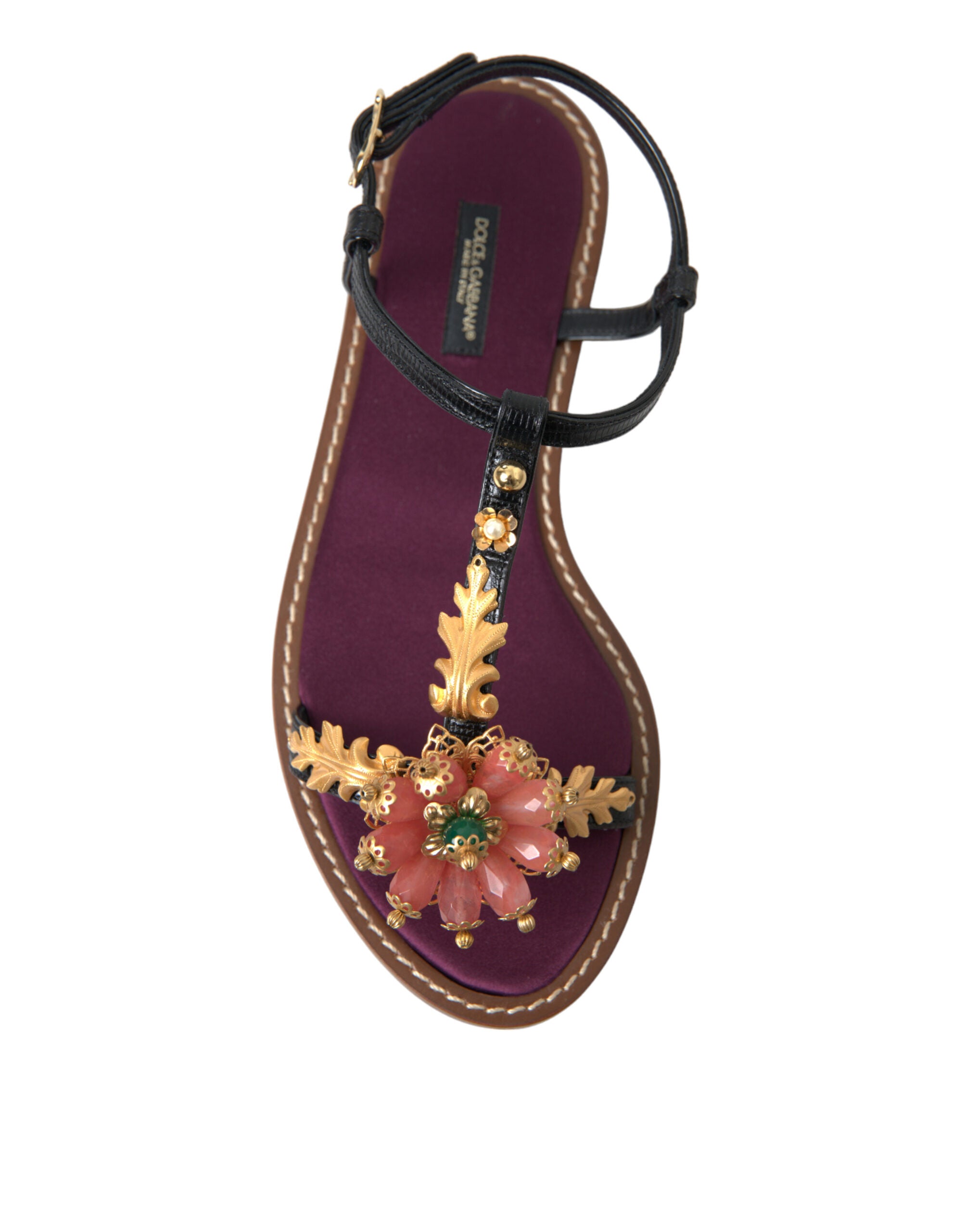 Dolce & Gabbana Елегантни равни сандали, украсени с кристали