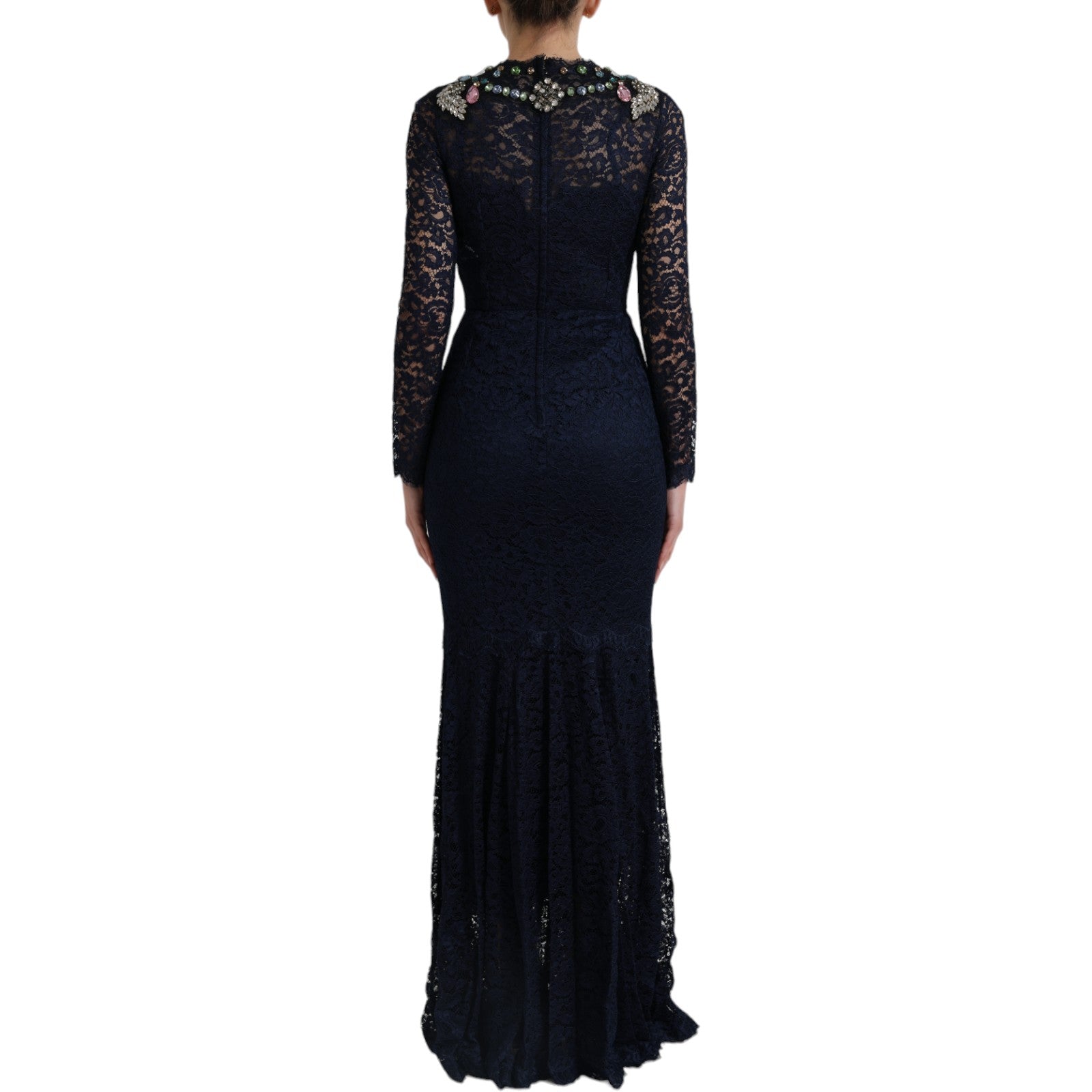 Dolce & Gabbana, украсена с кристали, тъмносиня рокля