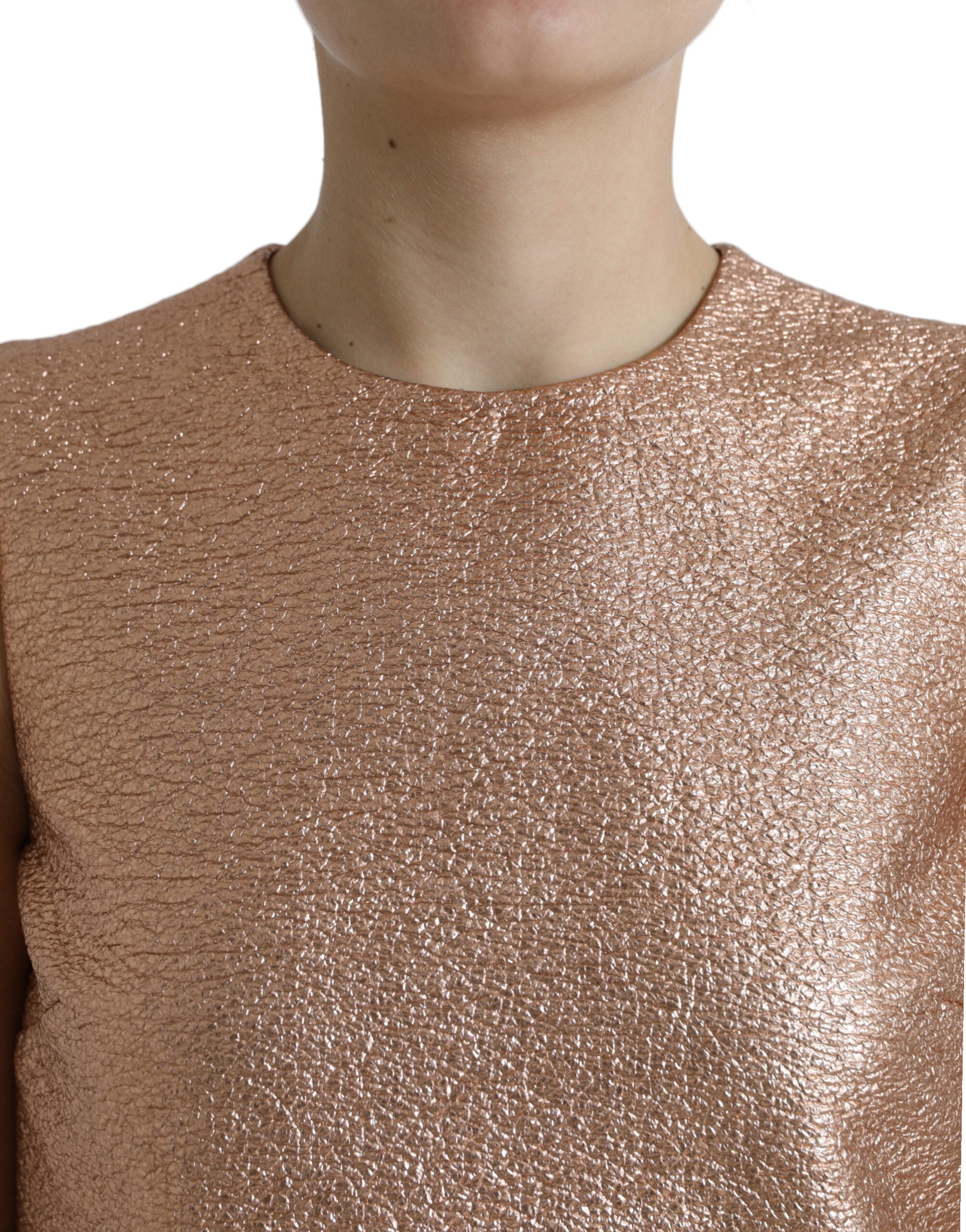 Елегантна розова мини рокля в цвят металик на Dolce & Gabbana