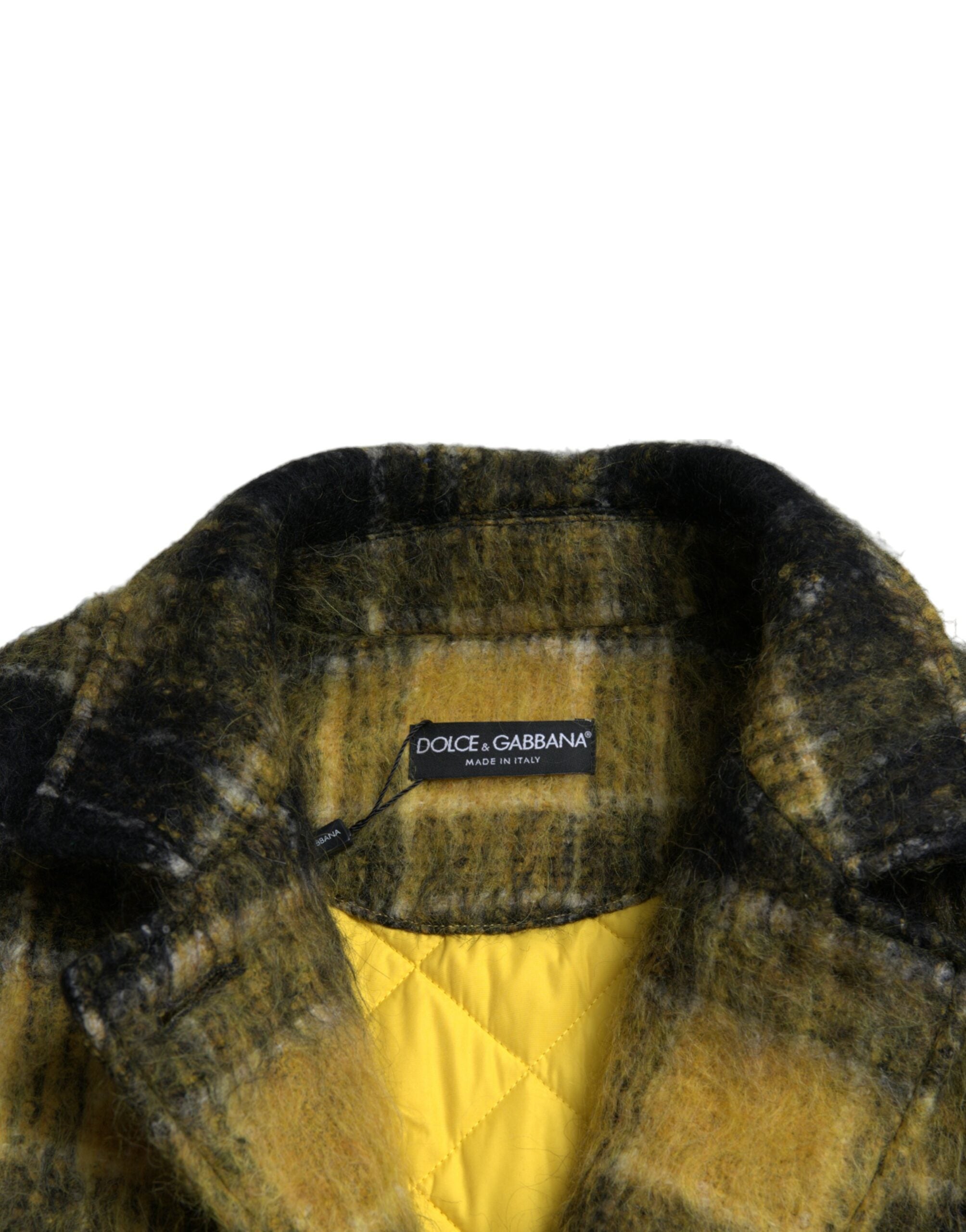 Dolce & Gabbana Chic карирано дълго палто в слънчево жълто