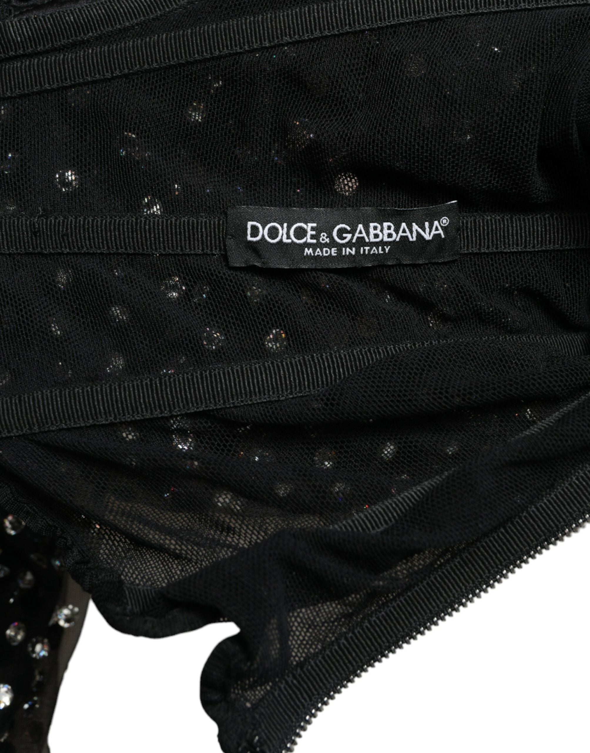 Dolce & Gabbana Елегантна дълга черна рокля, украсена с кристали