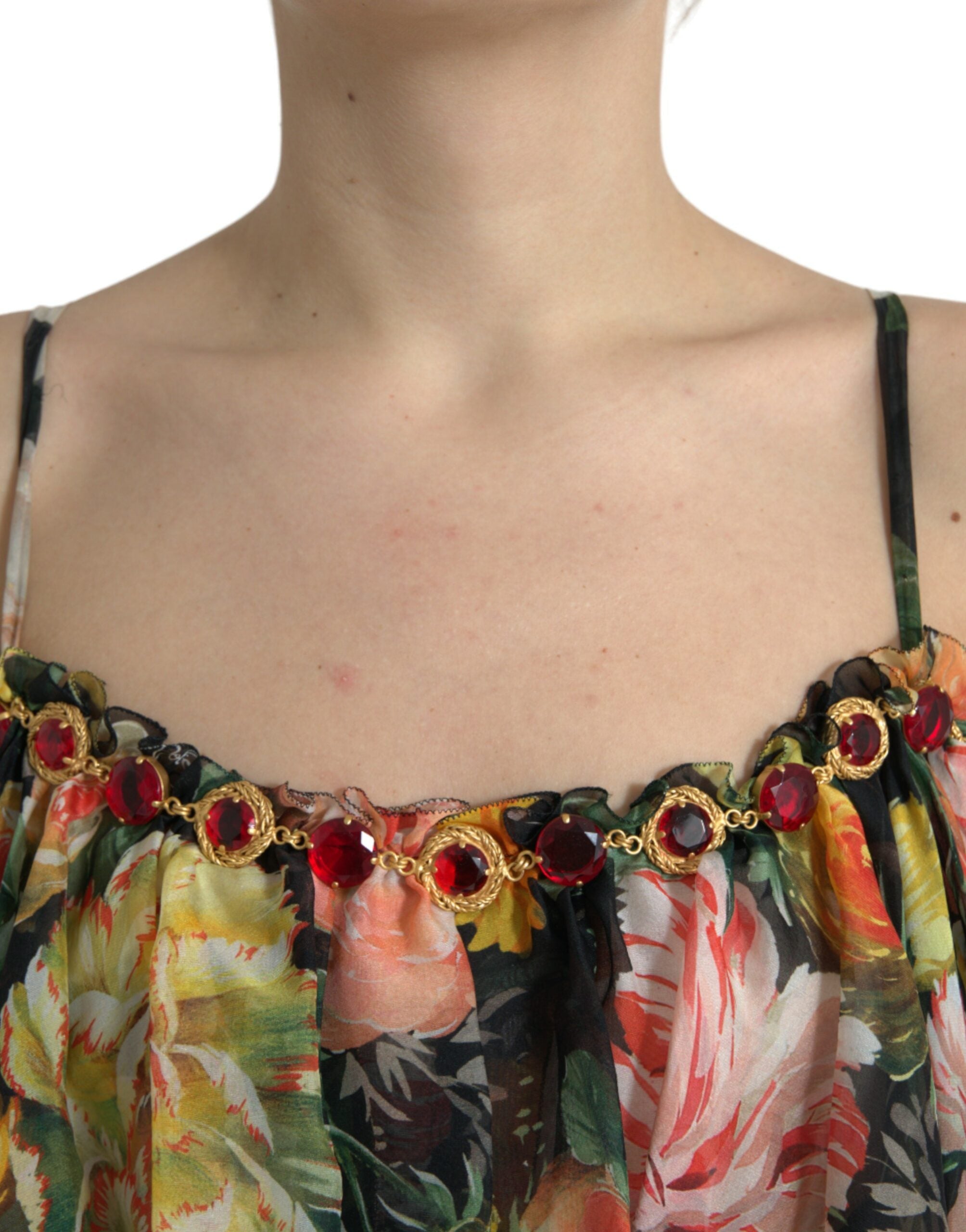 Вибрираща копринена макси рокля на цветя Dolce & Gabbana