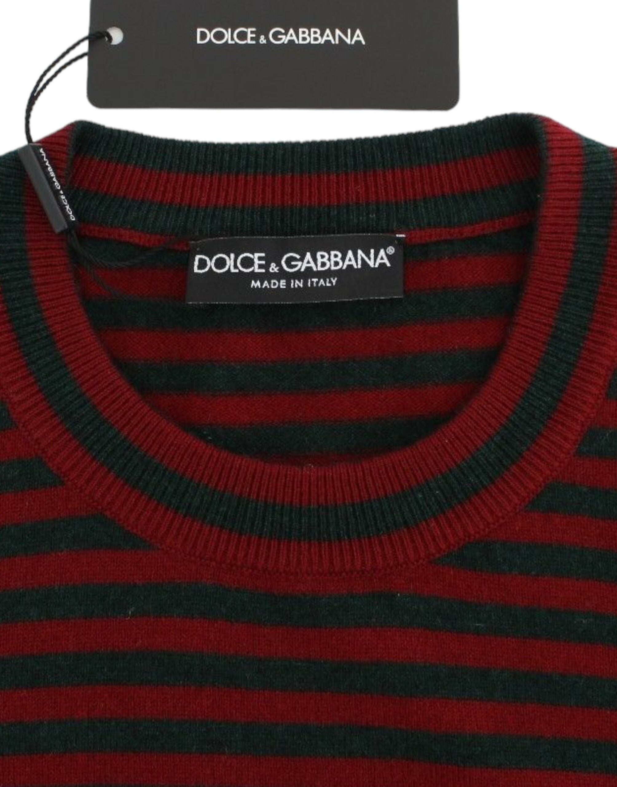 Елегантен кашмирен пуловер с кръгло деколте на райета Dolce & Gabbana