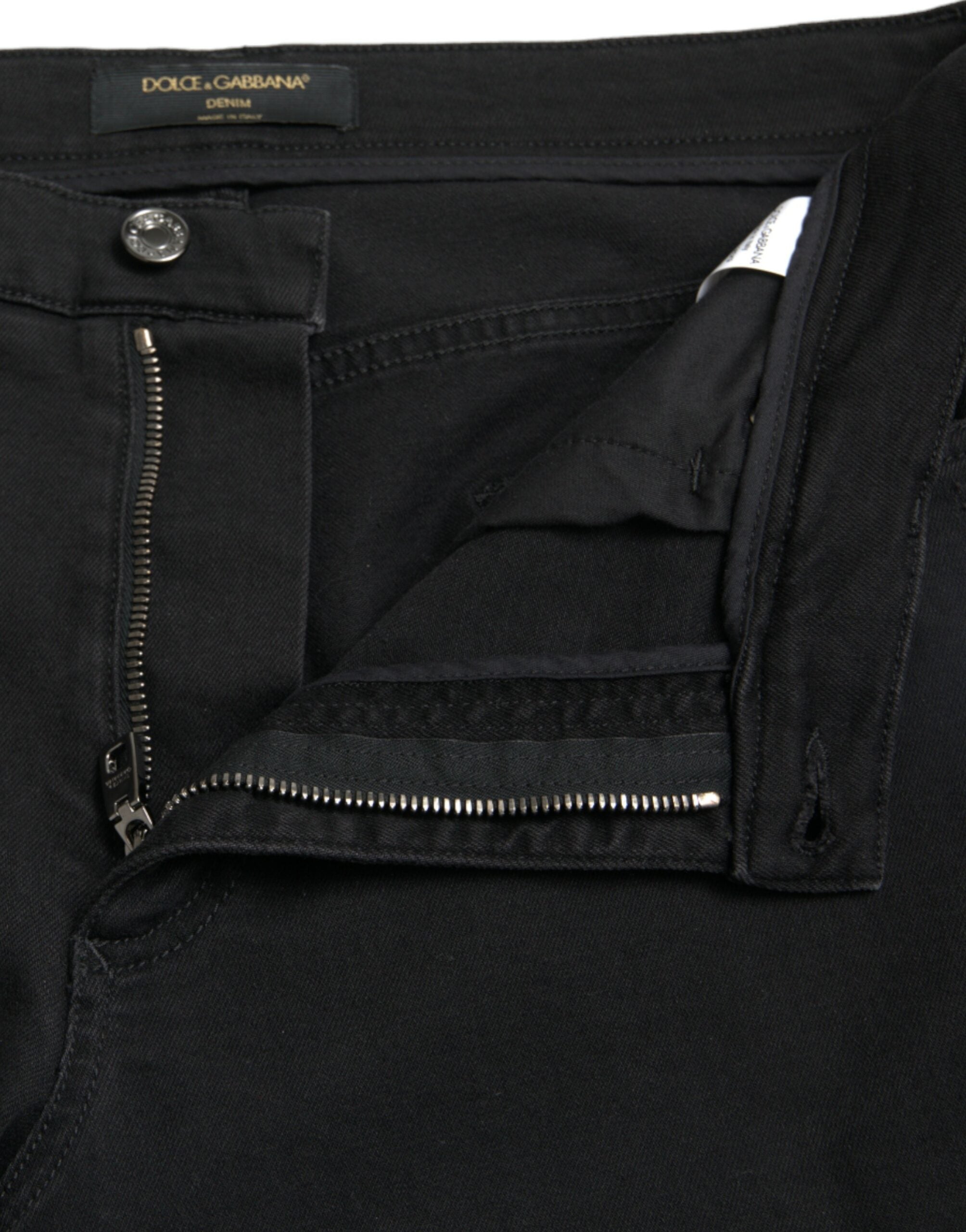 Елегантни черни еластични дънки с висока талия Dolce & Gabbana