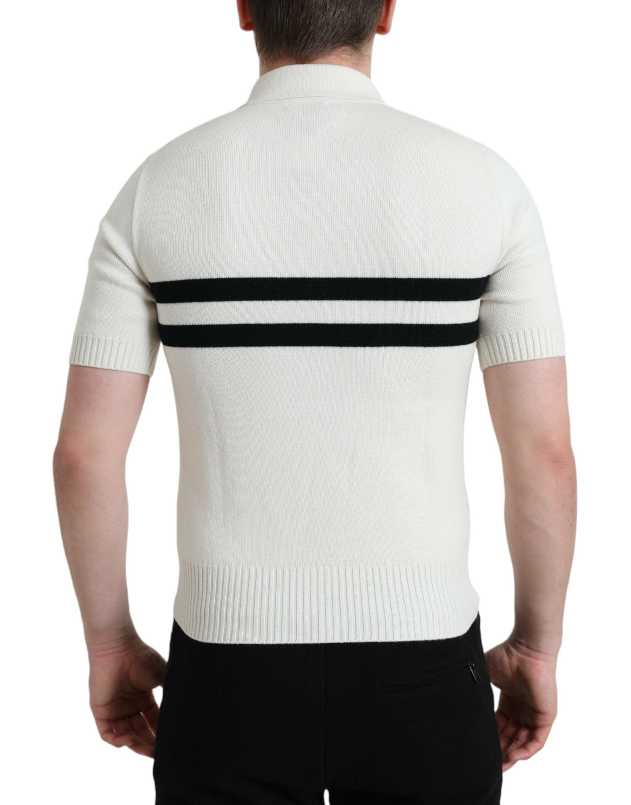 Dolce & Gabbana White DG тениска с яка и яка Henley Shirt