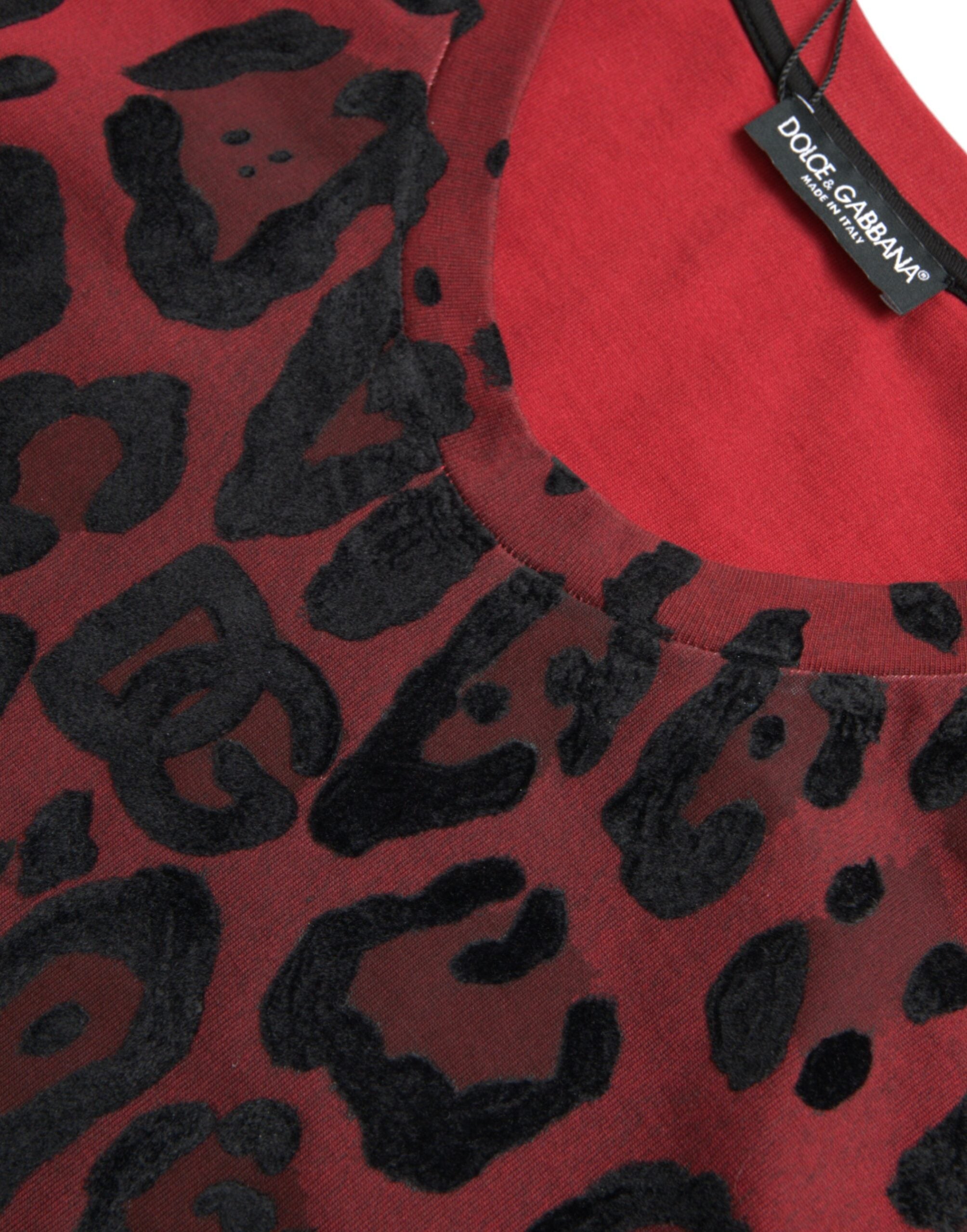 Червена тениска без ръкави с леопардов принт Dolce & Gabbana