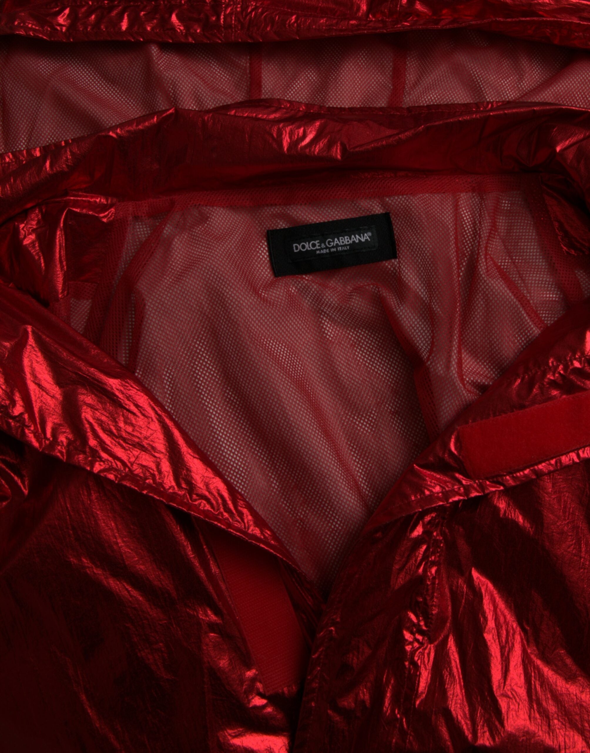 Червен найлонов пуловер с качулка и яке Dolce & Gabbana