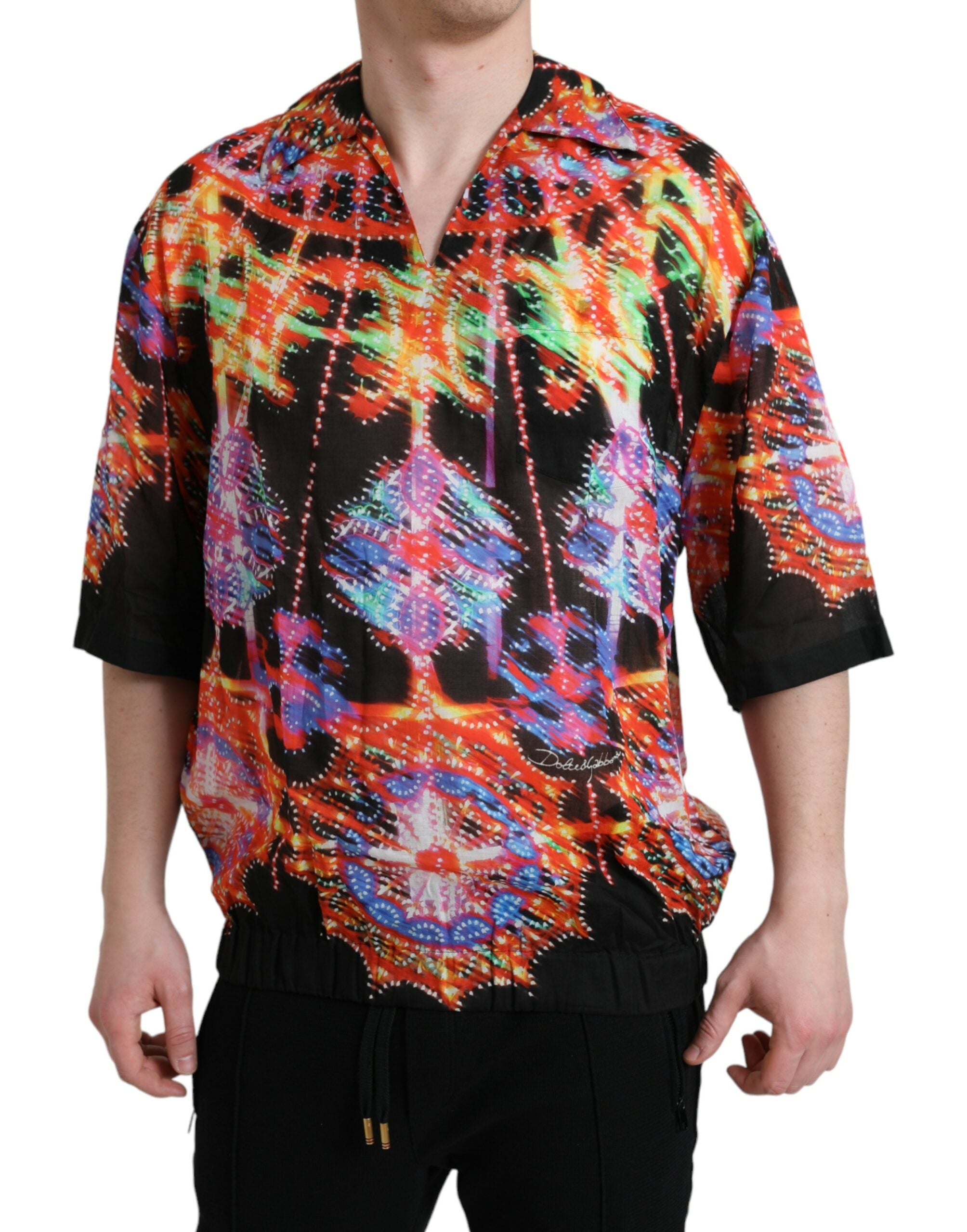Памучна тениска Dolce & Gabbana Multicolor Luminarie Print