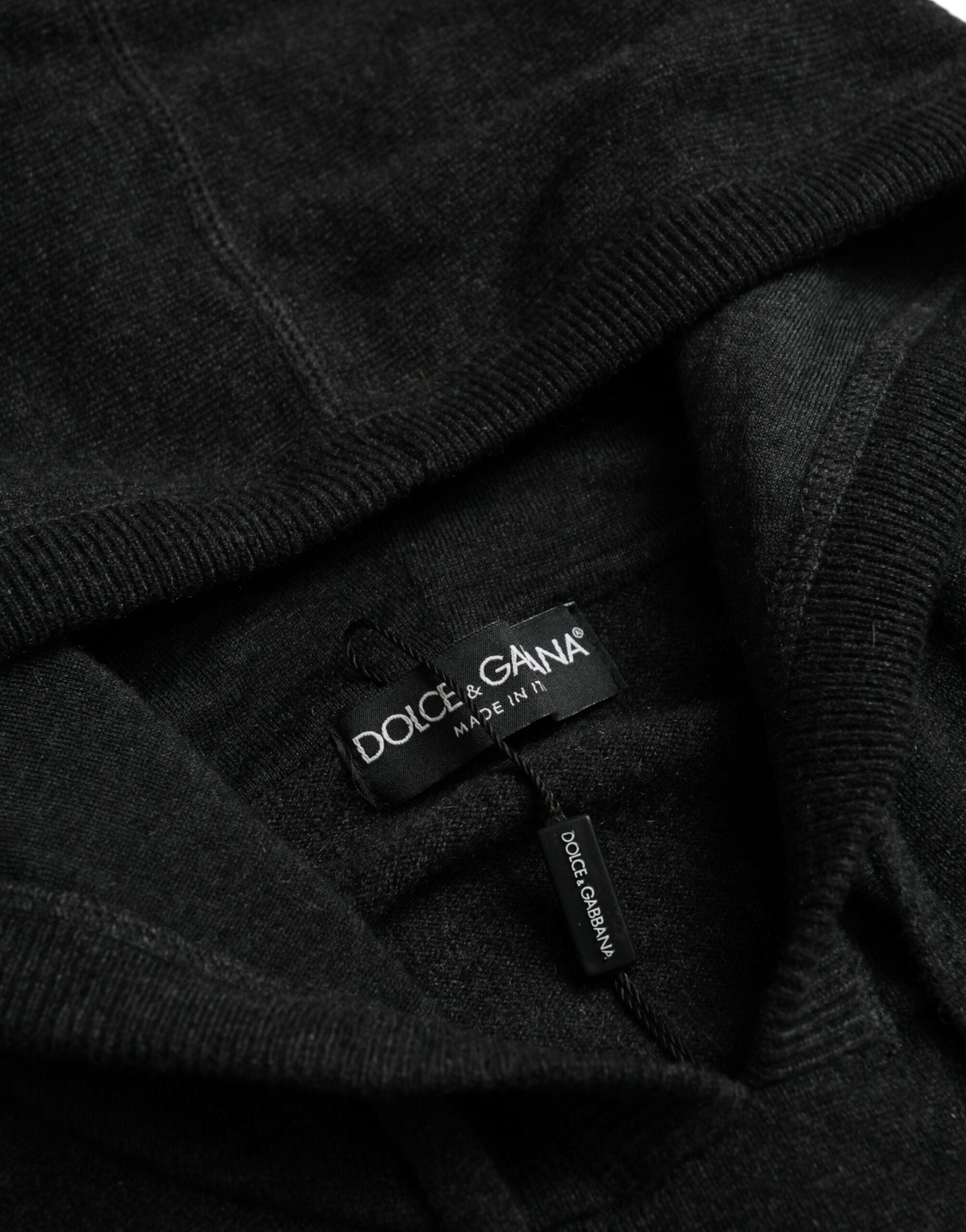 Тъмносив кашмирен пуловер с качулка Dolce & Gabbana