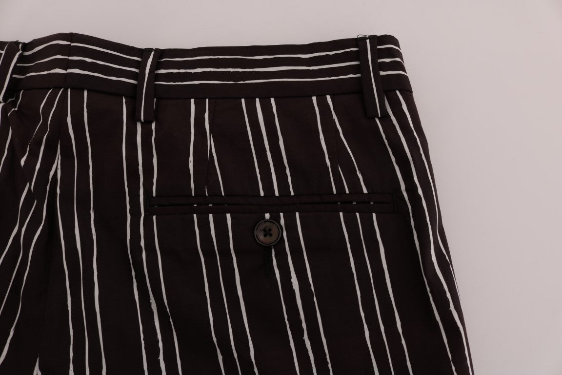 Памучни панталони Dolce & Gabbana Bordeaux на райета