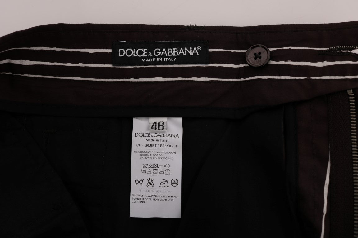Памучни панталони Dolce & Gabbana Bordeaux на райета