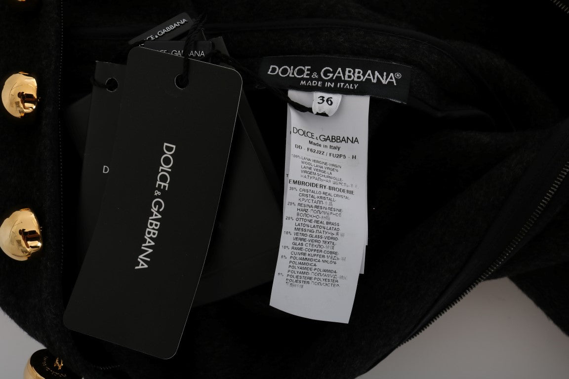Dolce & Gabbana Enchanting вълнена миди рокля с инкрустирани кристали