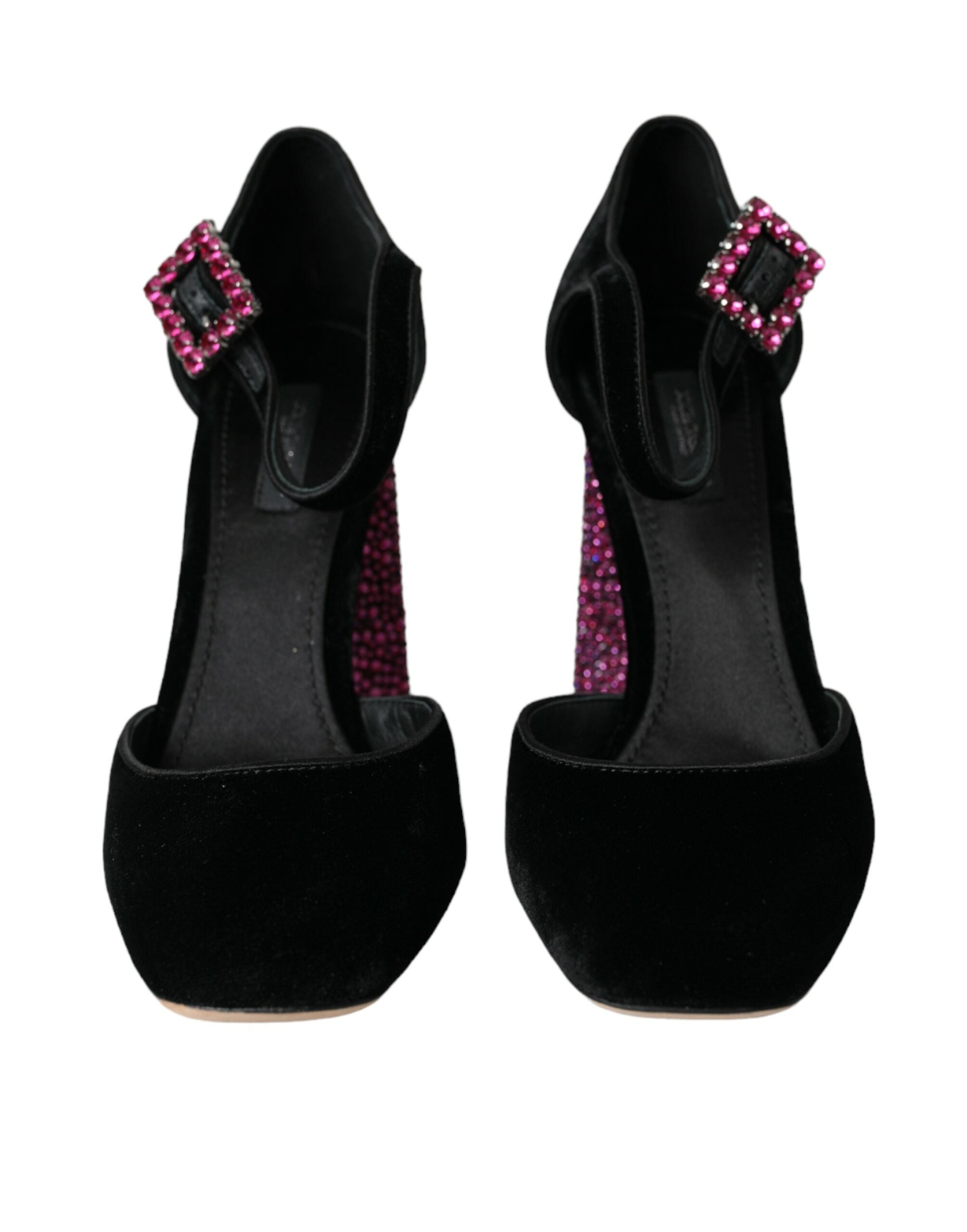 Обувки Dolce & Gabbana с черни кадифени кристали Mary Janes