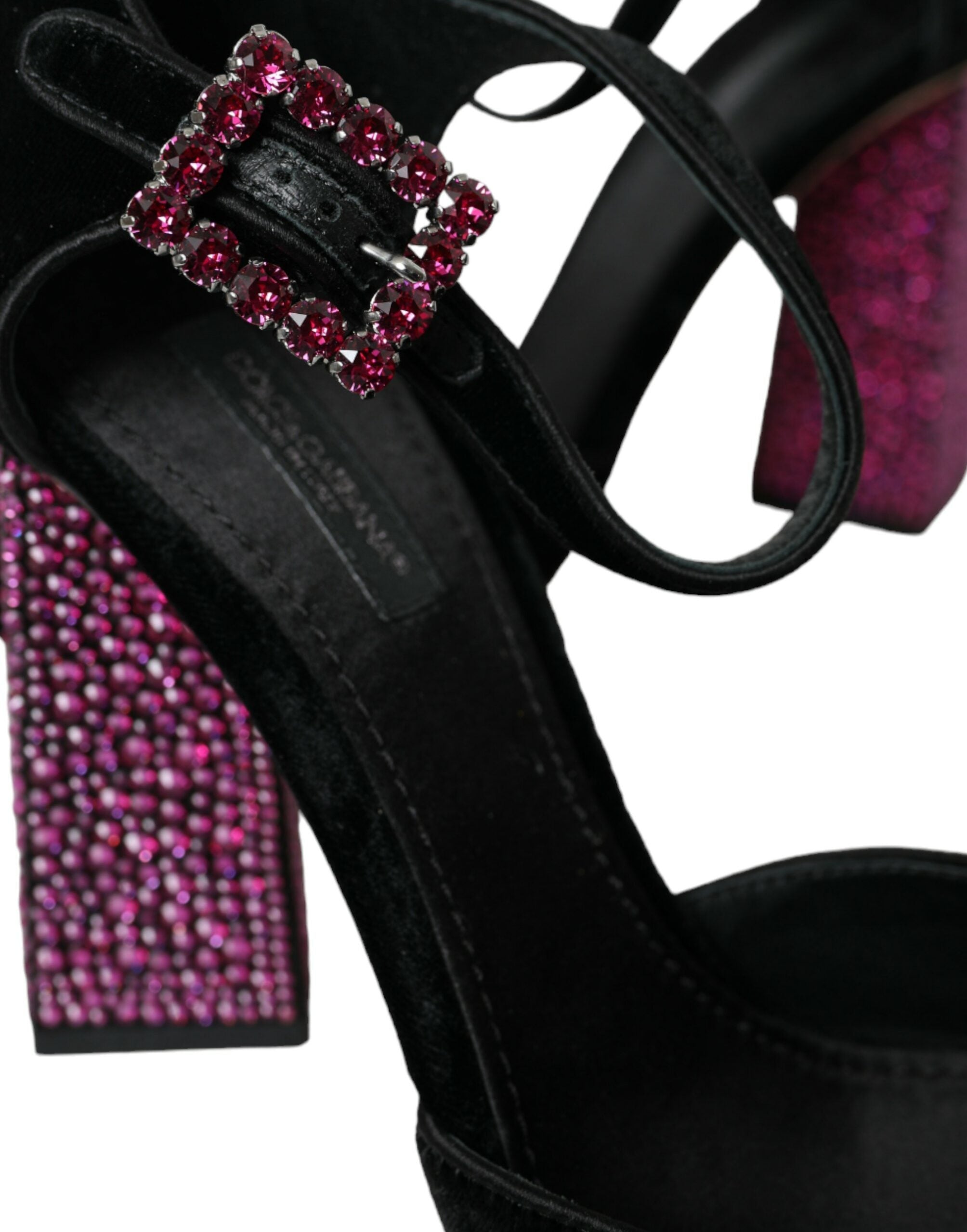 Обувки Dolce & Gabbana с черни кадифени кристали Mary Janes