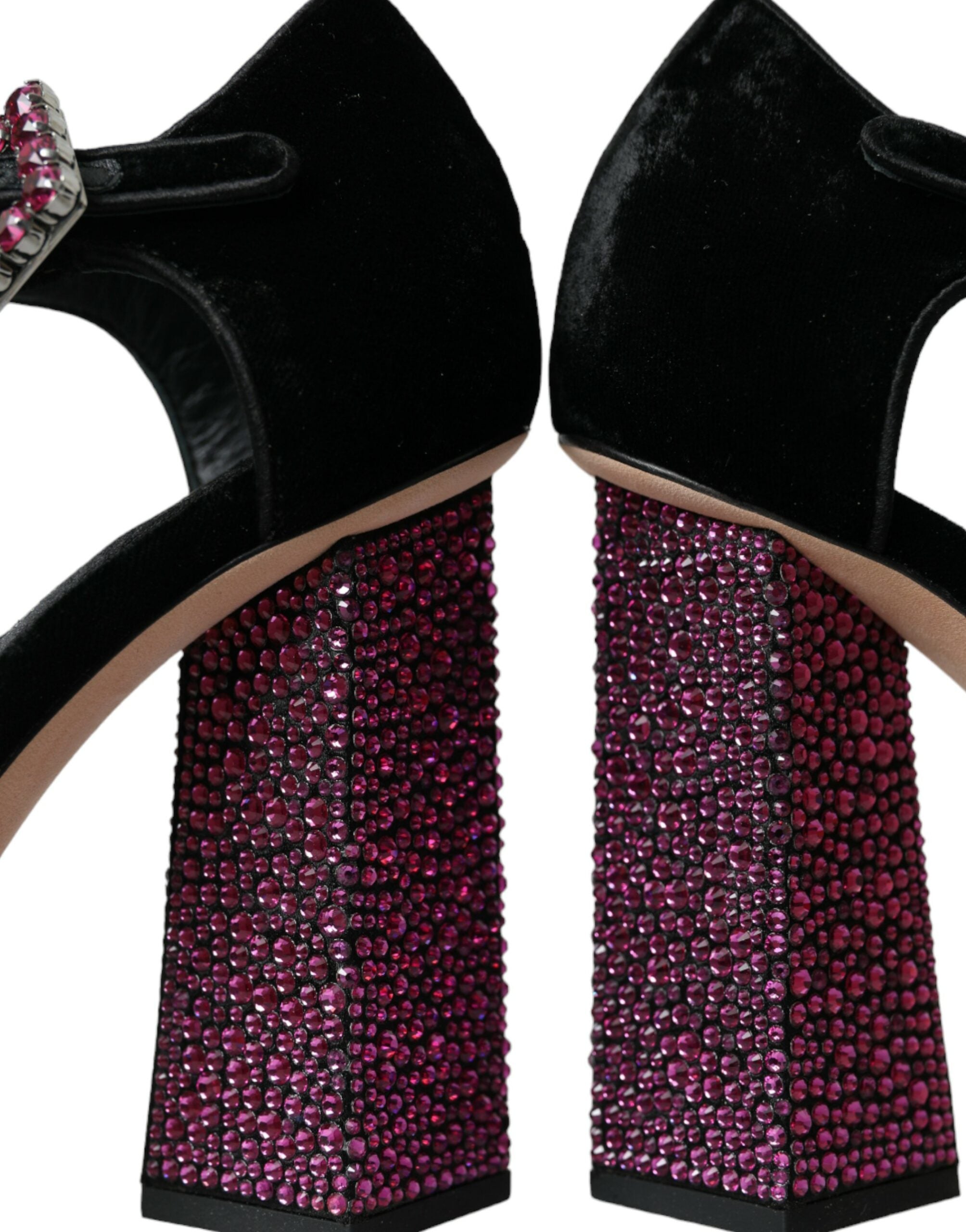 Обувки Dolce & Gabbana с черни кадифени кристали Mary Janes