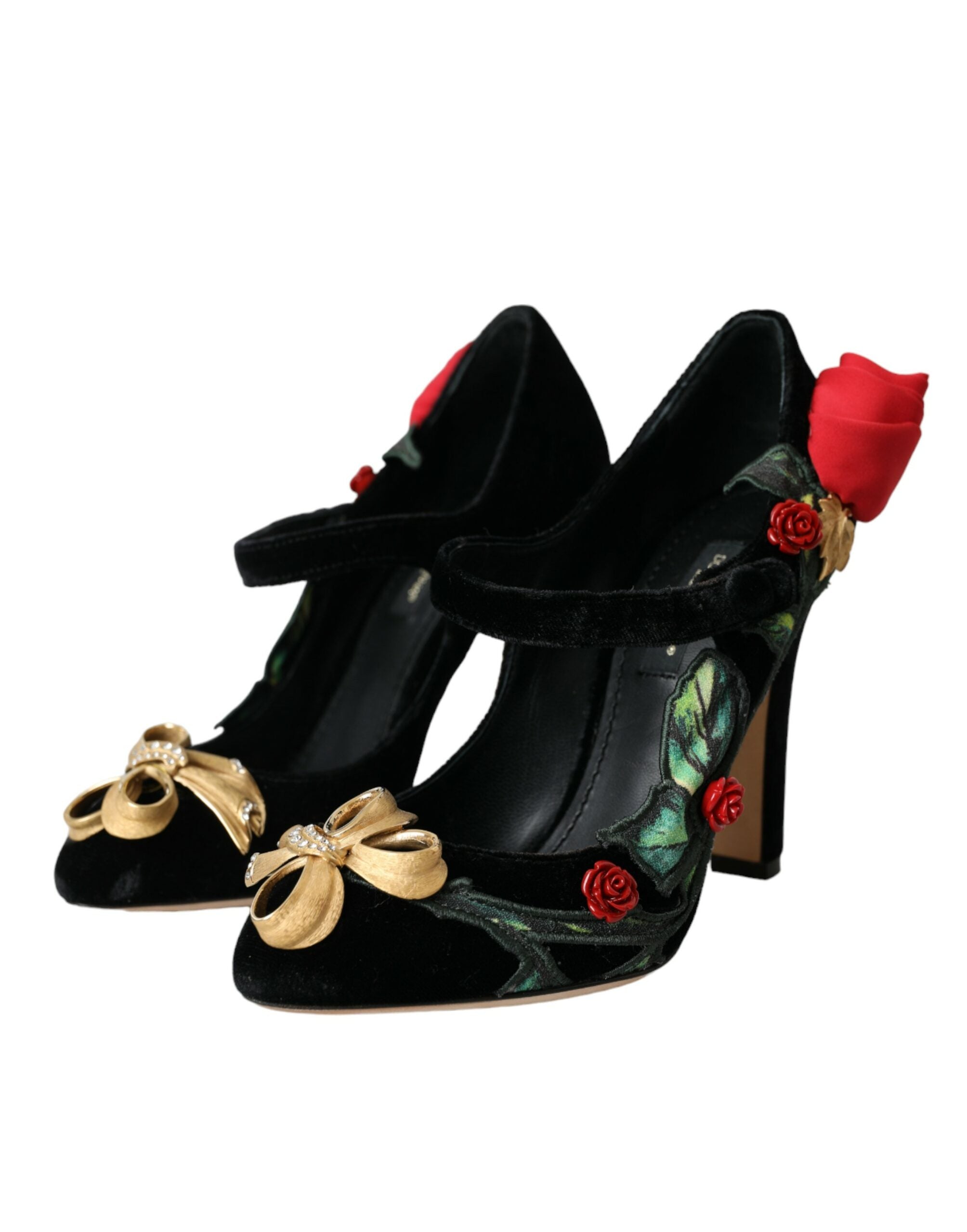Dolce & Gabbana, черни рози, кристална брошка, обувки Мери Джейн