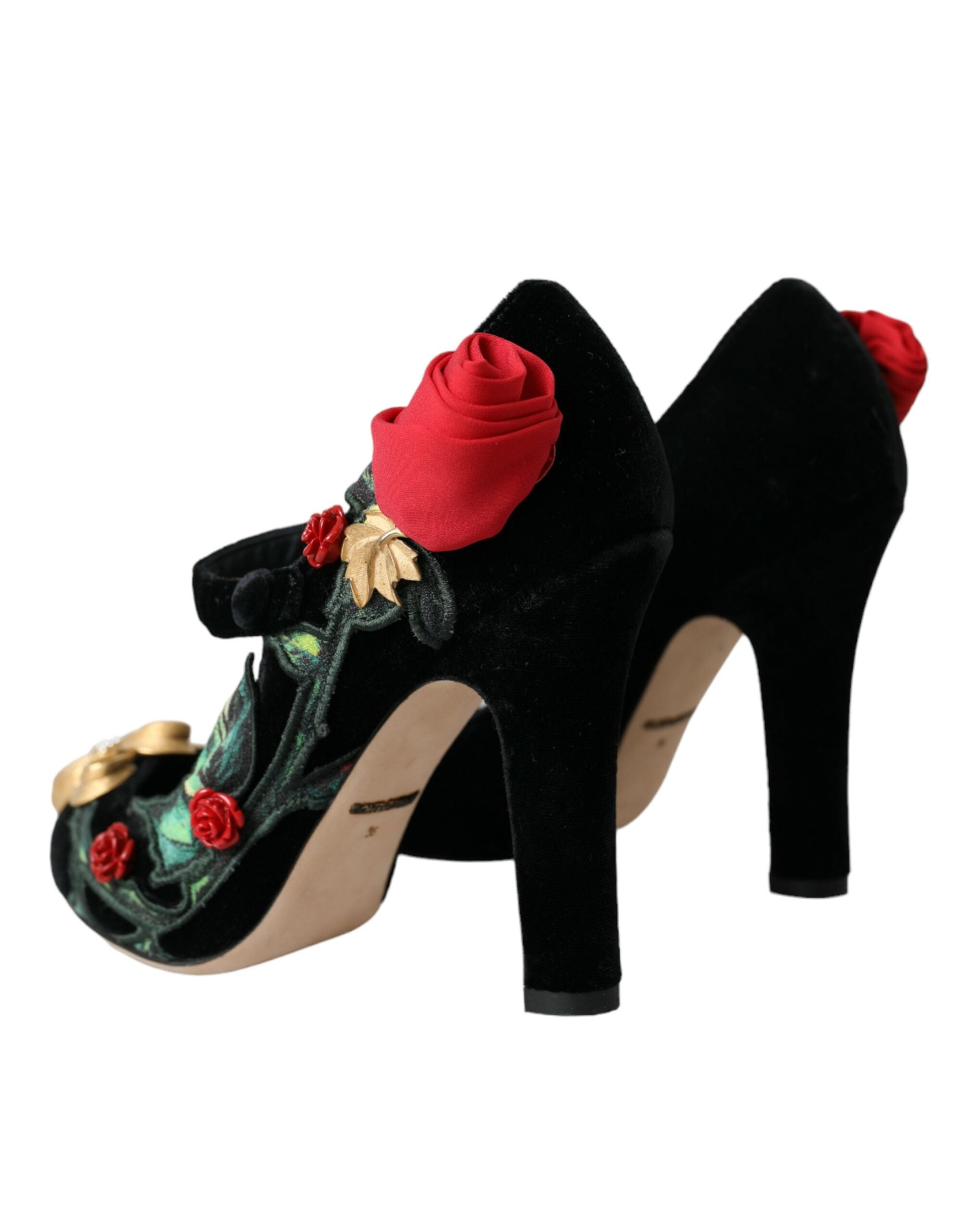 Dolce & Gabbana, черни рози, кристална брошка, обувки Мери Джейн