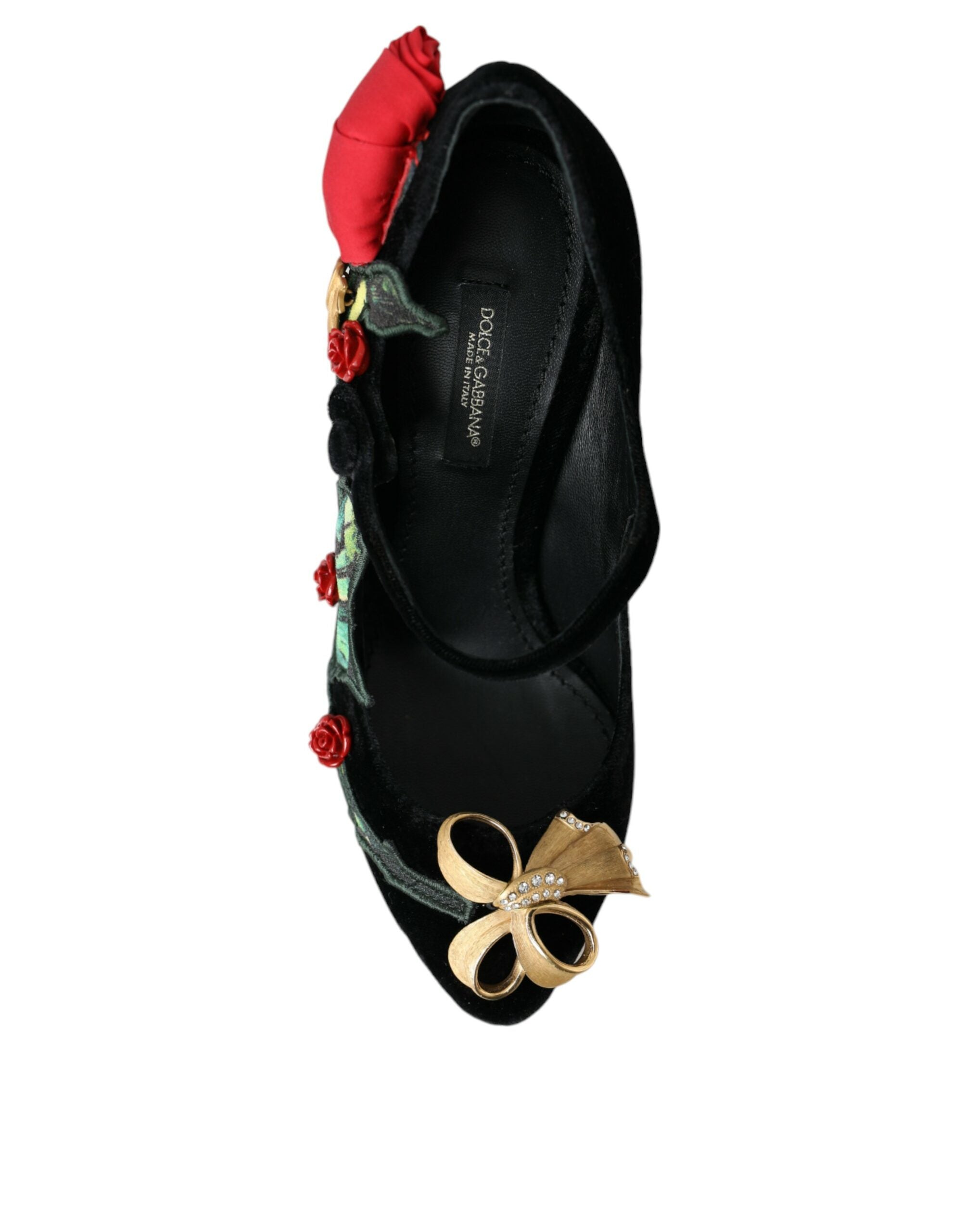 Dolce & Gabbana, черни рози, кристална брошка, обувки Мери Джейн