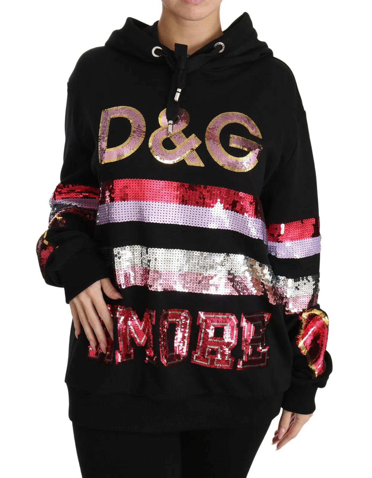 Пуловер с качулка и пайети Dolce & Gabbana DG