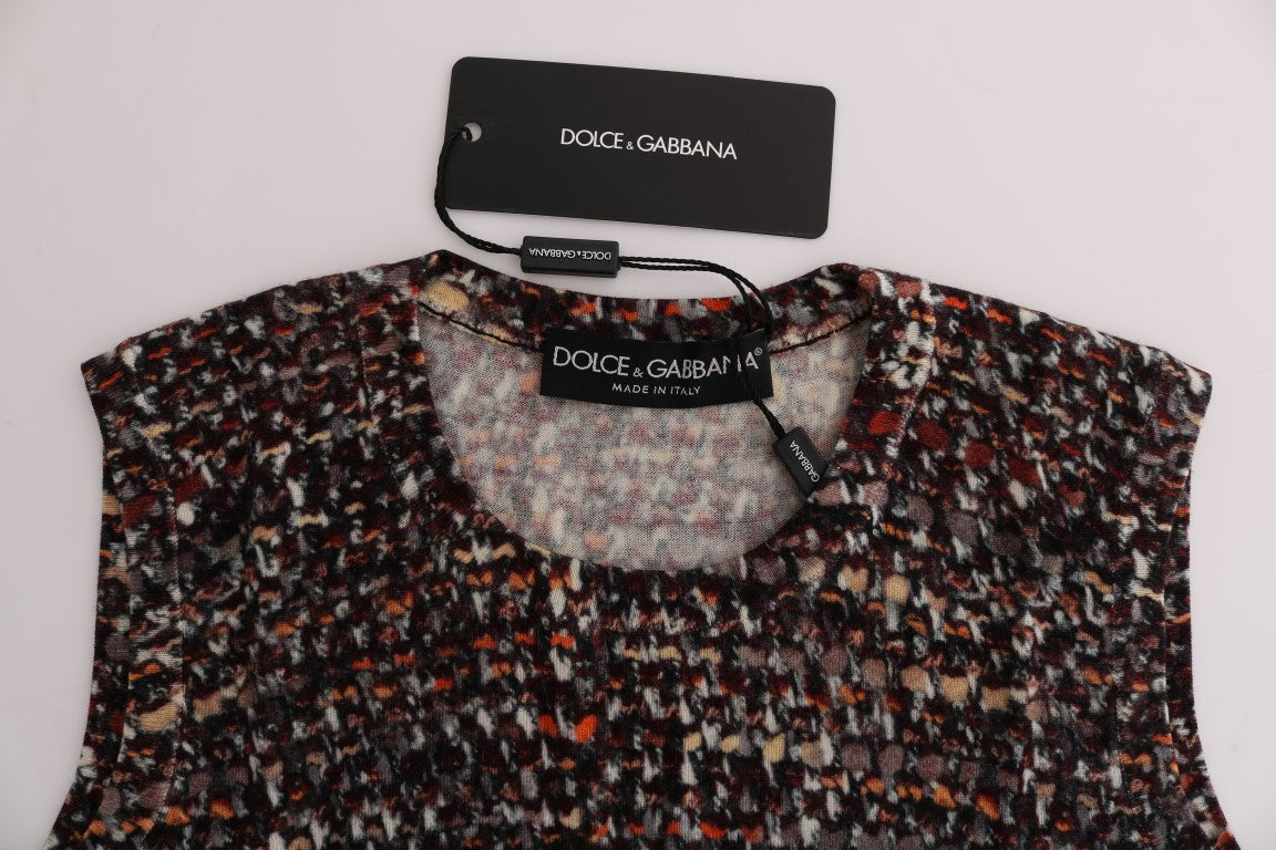 Многоцветно плетено вълнено горнище без ръкави Dolce & Gabbana